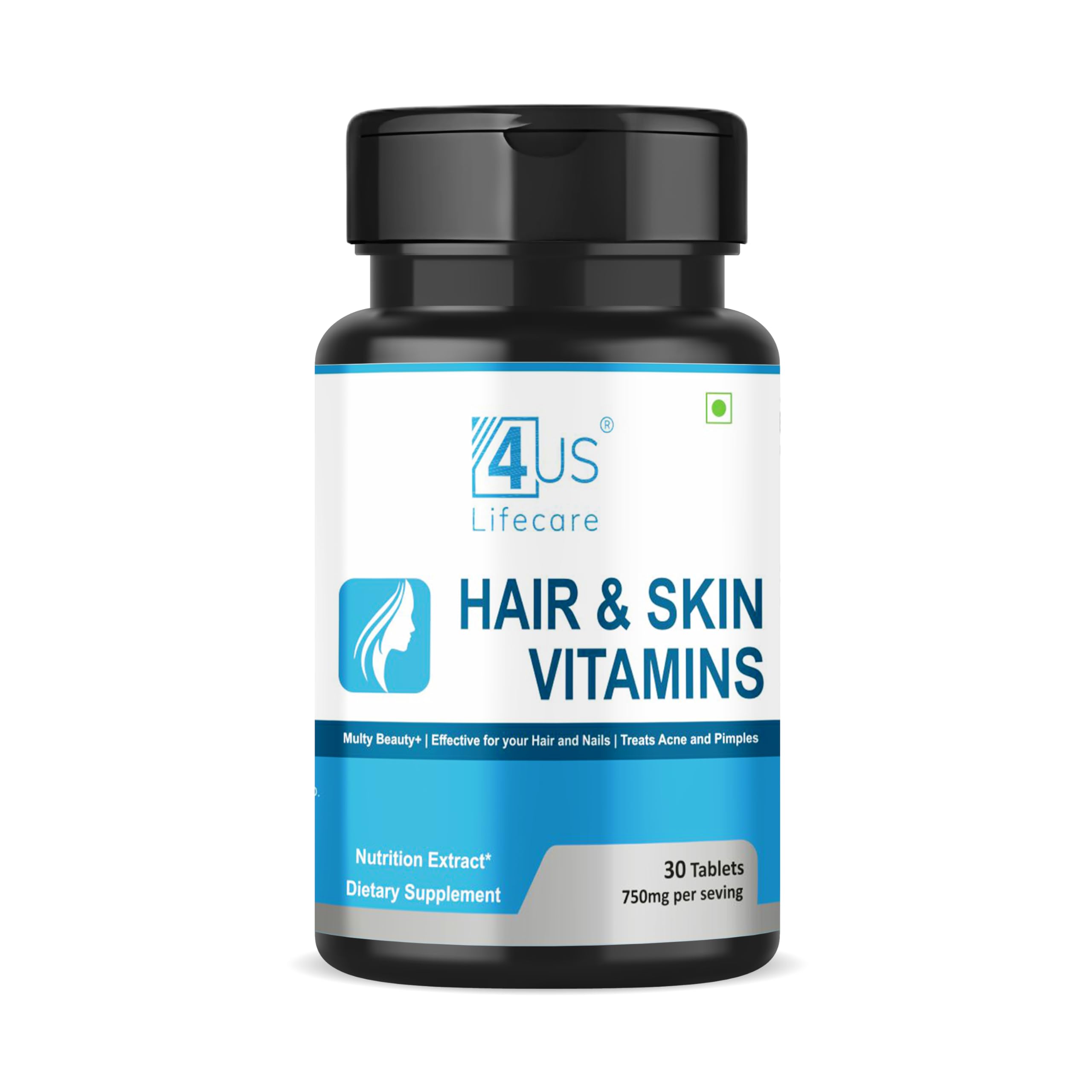 Hair and Skin Vitamins for Men & Women with Biotin, Hyaluronic Acid, Glutathione & 5 DHT Blockers for Hair Growth, Glowing Skin & Strong Nails - 30 Veg Tablets
