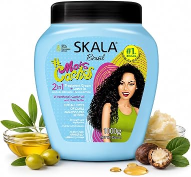 SKALA Mais Cachos 2 in 1 Conditioning Treatment Cream and Comb Cream, for Hair Type 3ABC, Sulfate Free, Frizz Control, 1000g