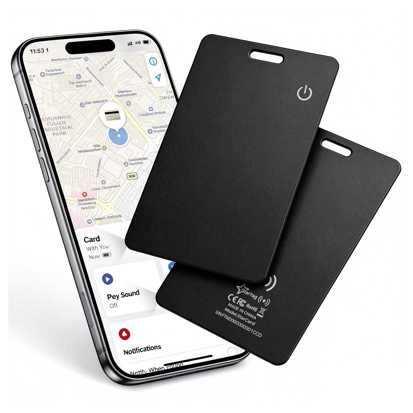 UMAwangfit Air Smart Card Tag, Wallet Tracker Ricaricabile Sottile, Compatibile con Apple Dov'è (solo iOS), Impermeabile IP68, Localizzatore per Portafoglio, Passaporto, Valigia, Borsa (2 Pezzo)