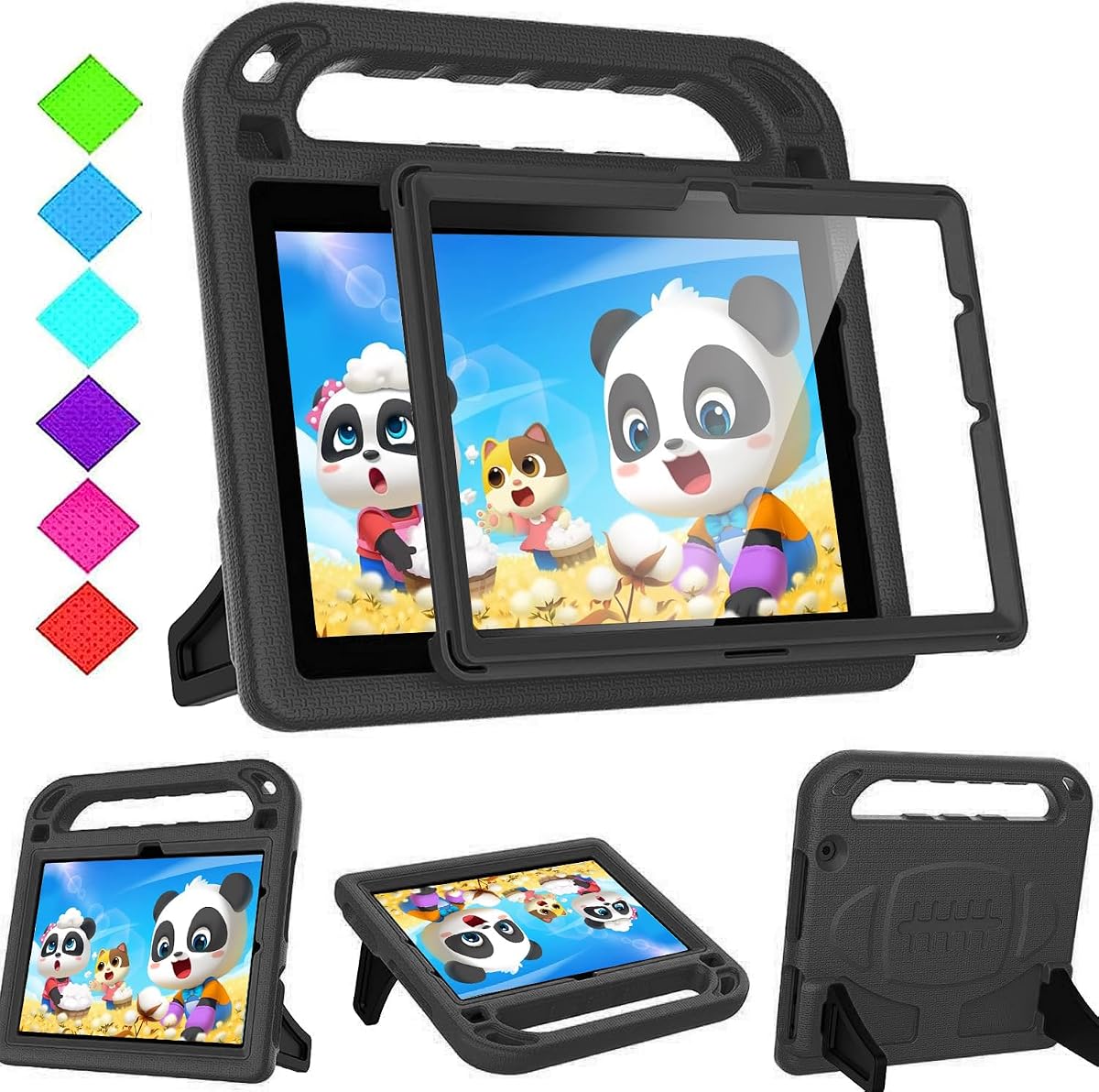 BMOUO Kids Case for Fire HD 10 Tablet with Screen Protector, Black | Shockproof Case for Amazon Fire HD 10 Tablet (13th/11th Generation, 2023/2021)