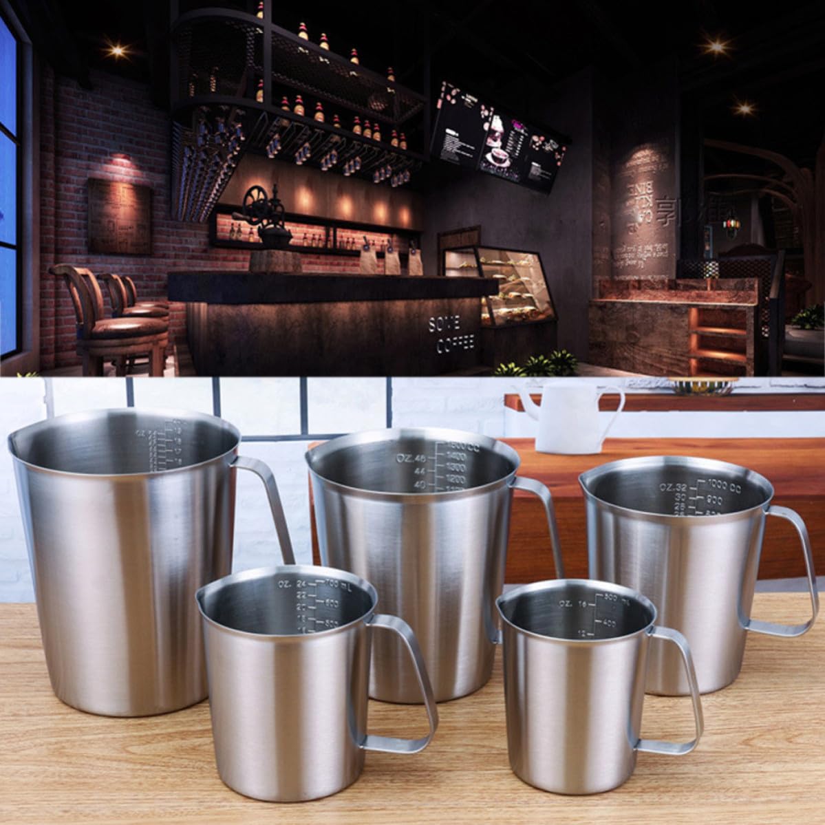 DECHOUS Taza Medidora con Báscula Precisa y Asa de 1500 Ml de Acero Inoxidable 304 Adecuado para Café, Té y Hornear en Cocina