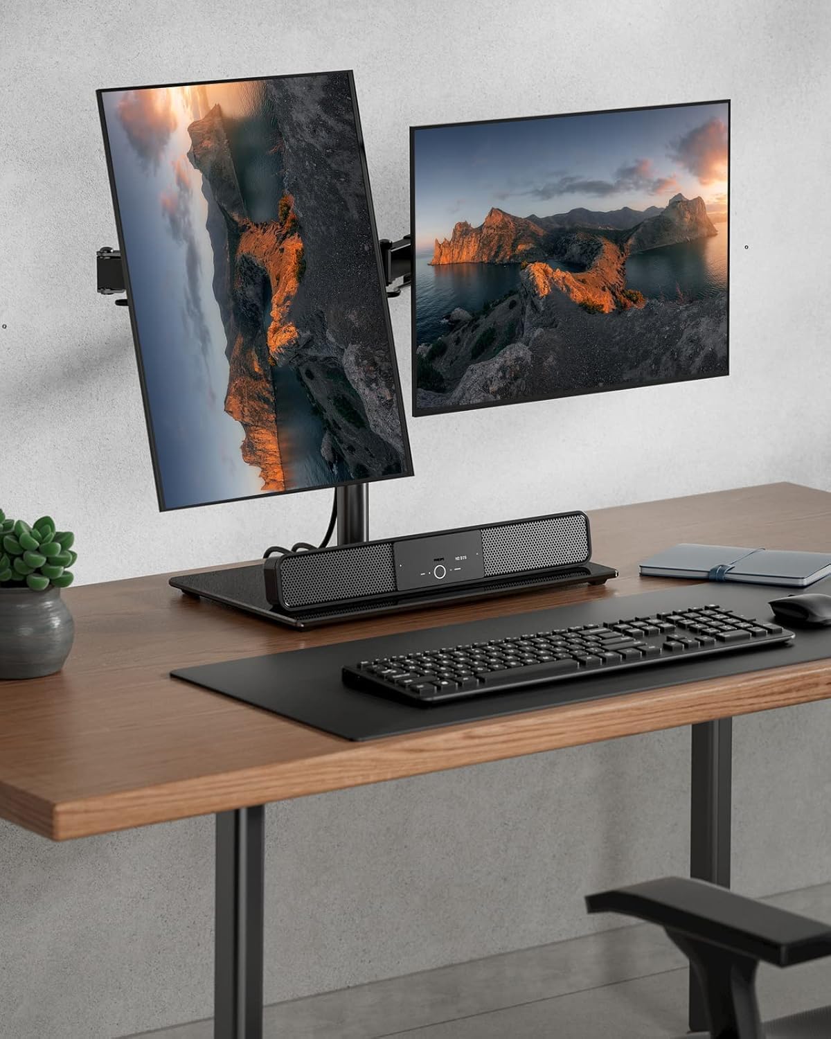 ErGear Support Double Écran PC 13"-32" Inclinaison ±45° Rotation 360° Poids Max 8 kg Gaming