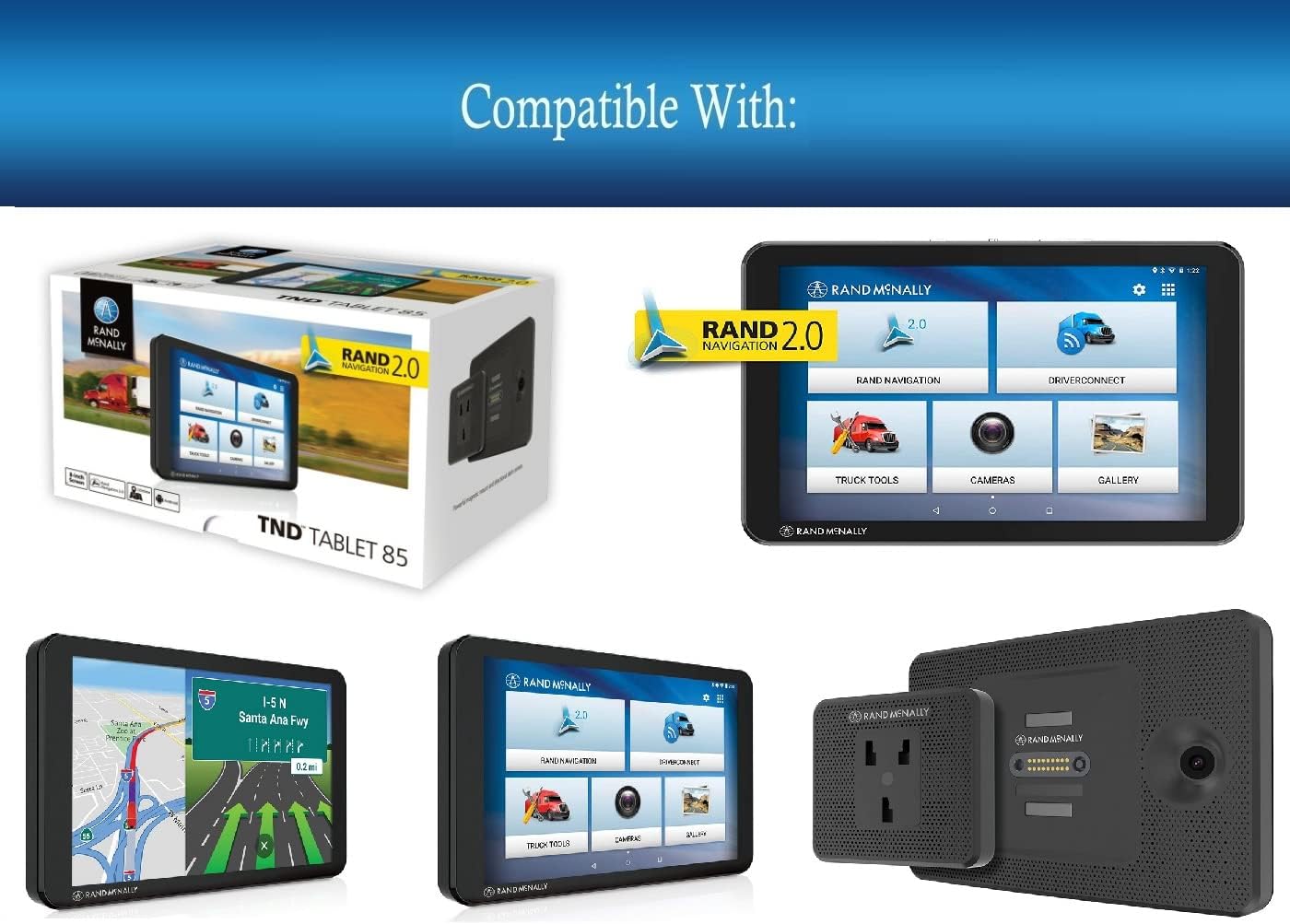 UpBright Car DC Adapter Compatible with Rand McNally TND T85 TNDT85 TNDTABLET85 Tablet 85 TND85 8-inch GPS LM Truck Navigator Item 0-528-02230-X 052802230X DashCam Tablet 5V Power Supply Cord Charger : Electronics