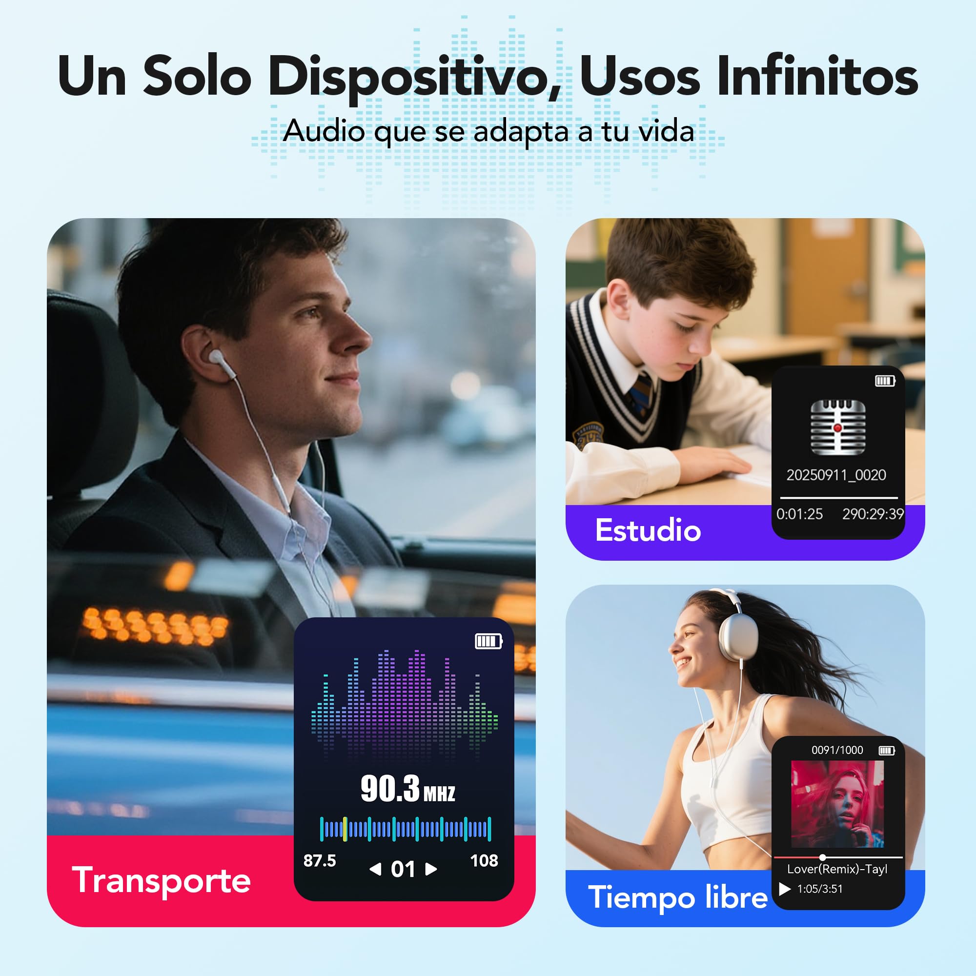 AGPTEK 64GB Reproductor MP3 Bluetooth 5.3,MP3 Player, Reproductor MP3 Deportivo Portátil, 1.8" Pantalla de 70H de Reproducción, MP3 de Niños Radio FM, Externo hasta 128GB(Sin Auriculares) (Negro)