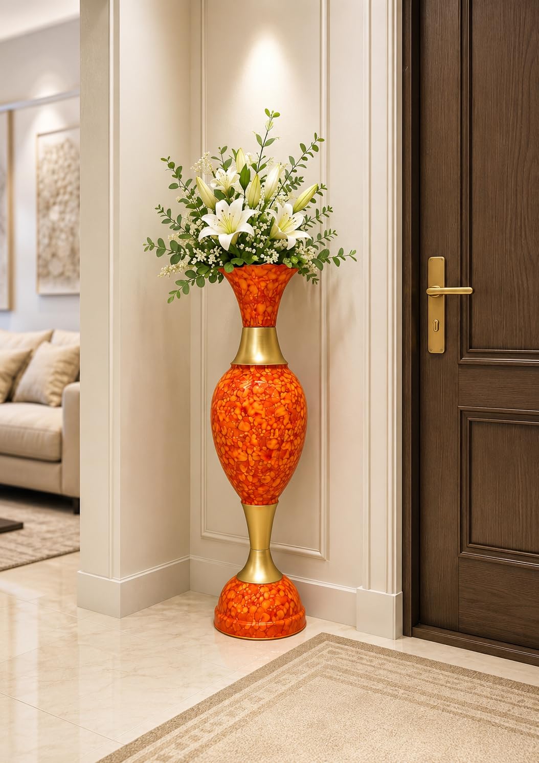 AdiCollar Metal Flower Vase - Rustic Brown Vase -11