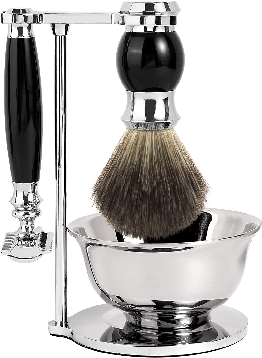 GRUTTI Shaving Set for Men 4 in 1 Shaving Set for Men Includes Razor Stand Shaving Brush Shaving Bowl Razor Handle Wet Razor Set for Men