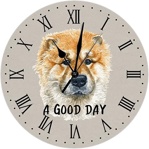 Reloj de pared pintado Chow Chow con texto en inglés A Good Day para perro Chow Chow Dog Mom Dad relojes de pared grandes de madera, funciona con