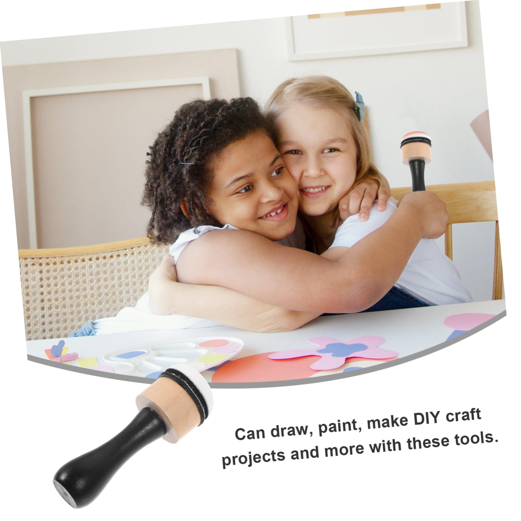 Uonlytech 5 Set Pennello in Spugna Per Pittura Timbratura Spugne Spugna Artistica Miscelare Pennello Di Timbri a Vernice Francobolli Di Accessori Di Pittura Di Legno