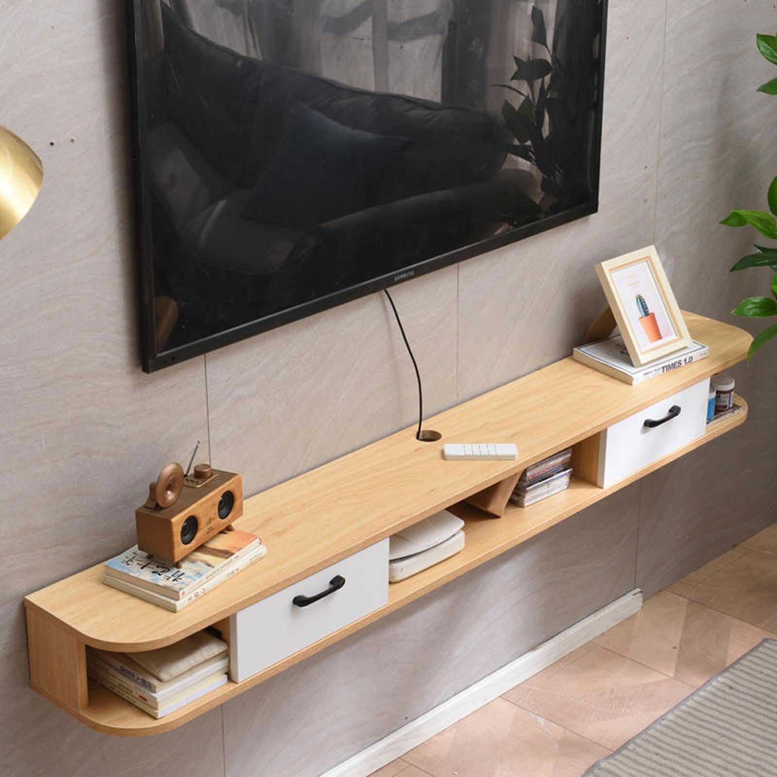 Mobile TV a parete Mensola TV mobile Mensola a muro Supporto TV Supporto TV multimediale Console TV Staffa Home Entertainment Center Audio/Video Hutch Scaffale elettronico per componenti TV