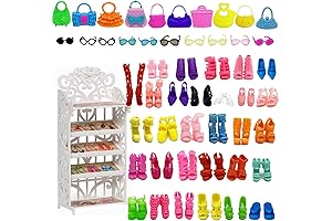 Barbie High Heels for Kids Doll Shoes Rack with Replacement Accessories
