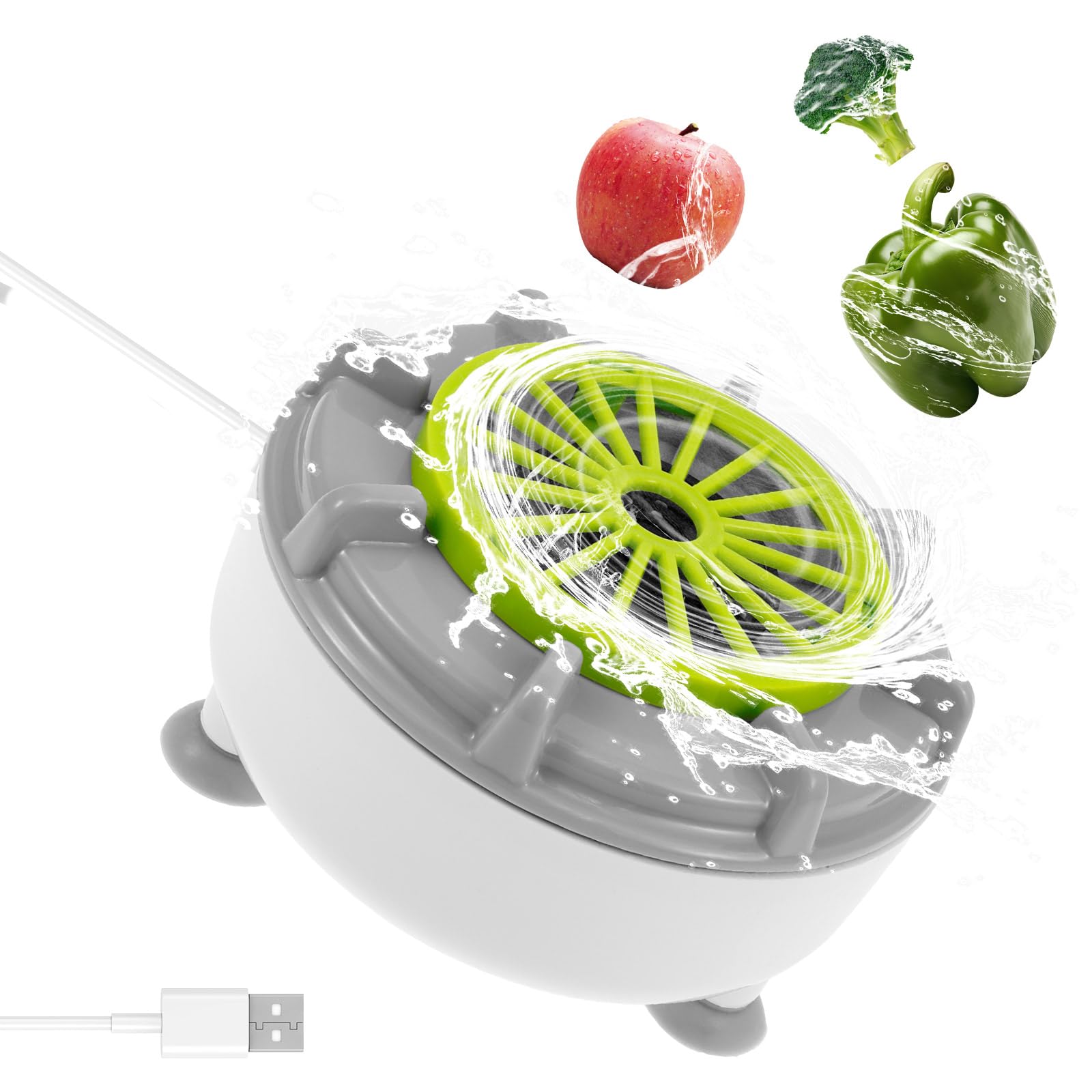 LuLobtg Vegetable Fruit Purifier, Portable Automatic Vegetable & Fruit Cleaner Washer, USB Powered, ABS Waterproof Vegetables Washing Machine for Vortex Technology to Remove Pesticide