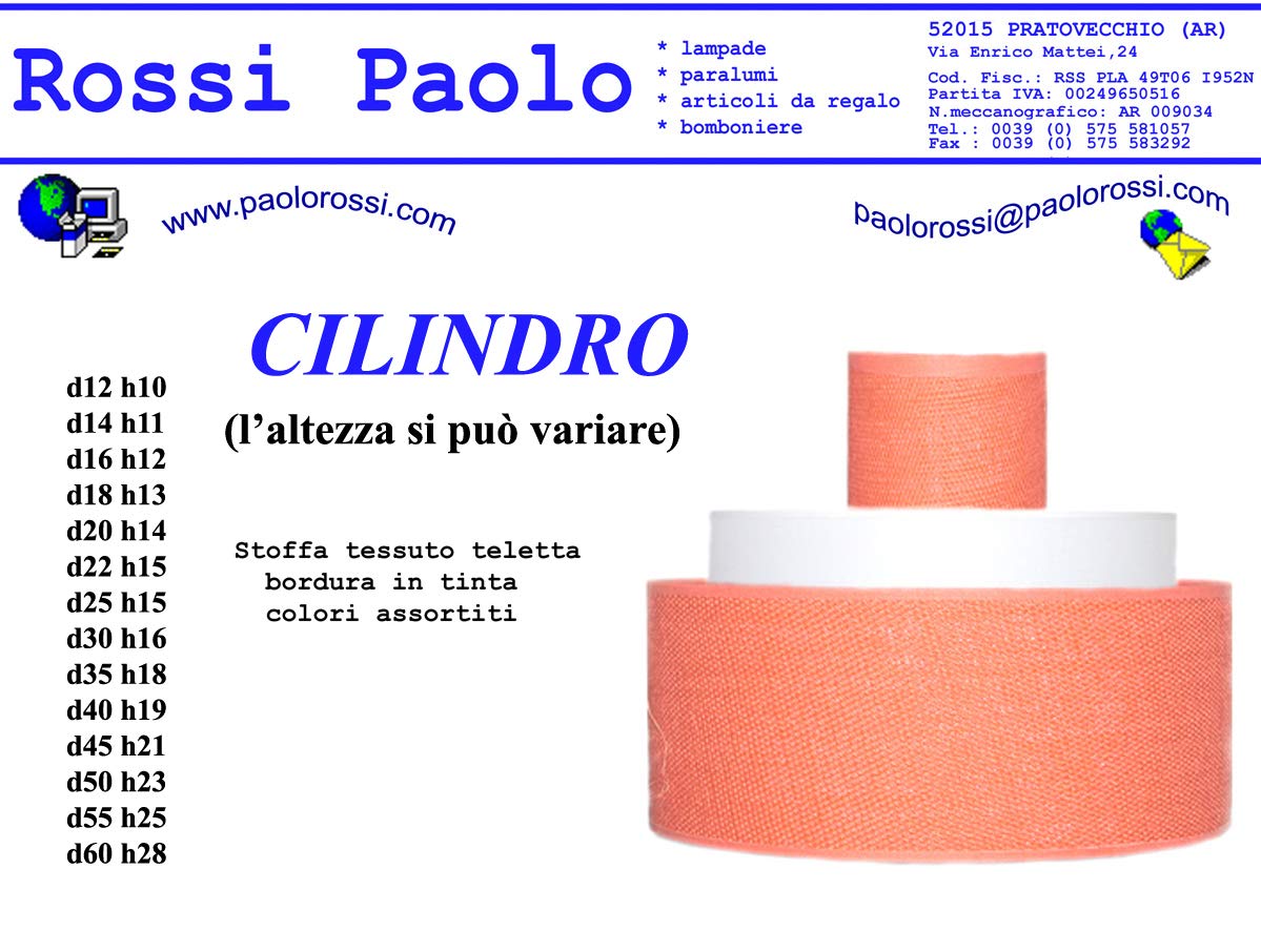 Paralume coprilampada in tessuto avorio con interno oro - produzione propria - made in Italy (Cilindro, cm 60)