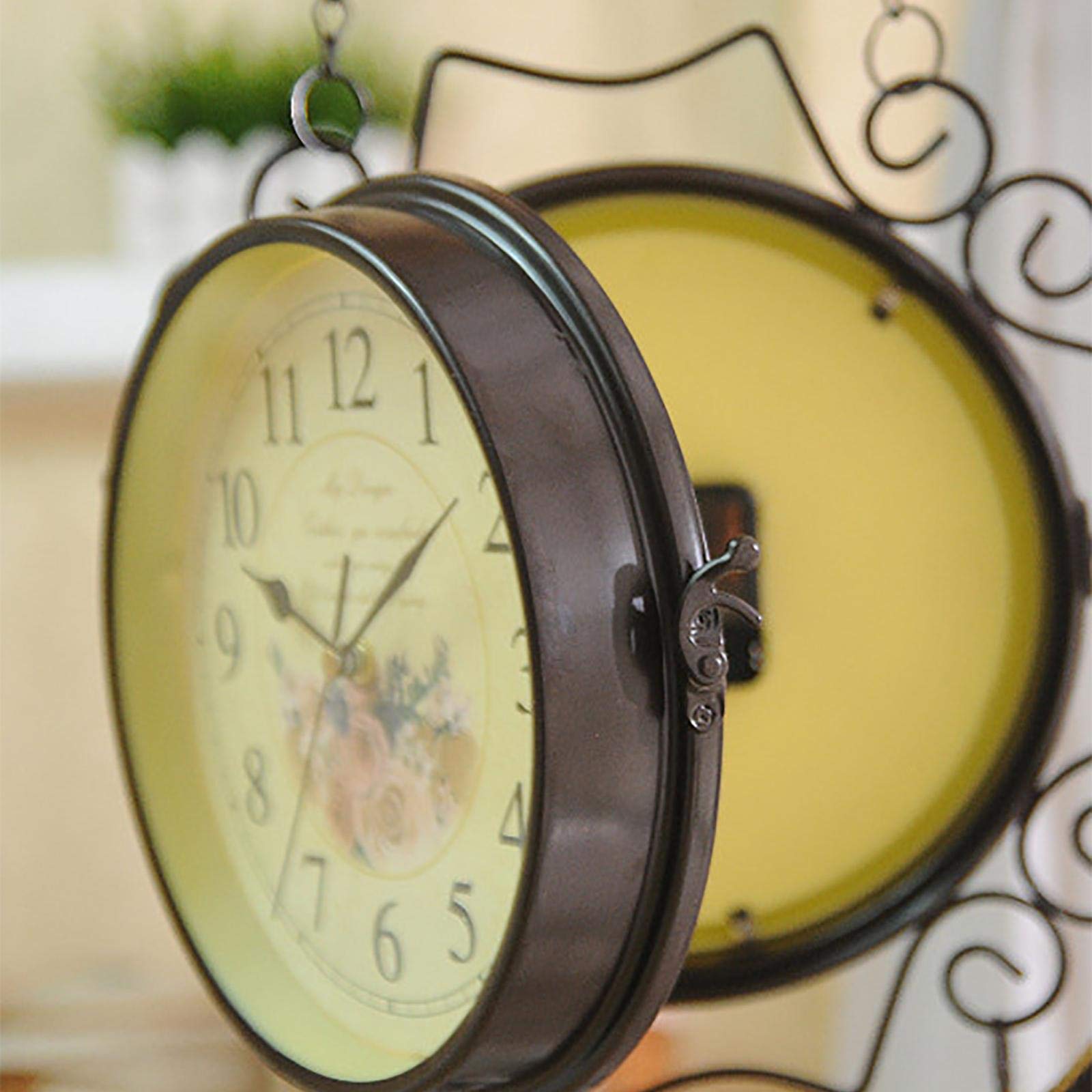 Reloj De Exterior Impermeable para Jardín, Reloj De Pared Exterior De Doble Cara De 10 Pulgadas, Relojes Retro para Exteriores, Funciona con Pilas, Silencioso, Blanco.