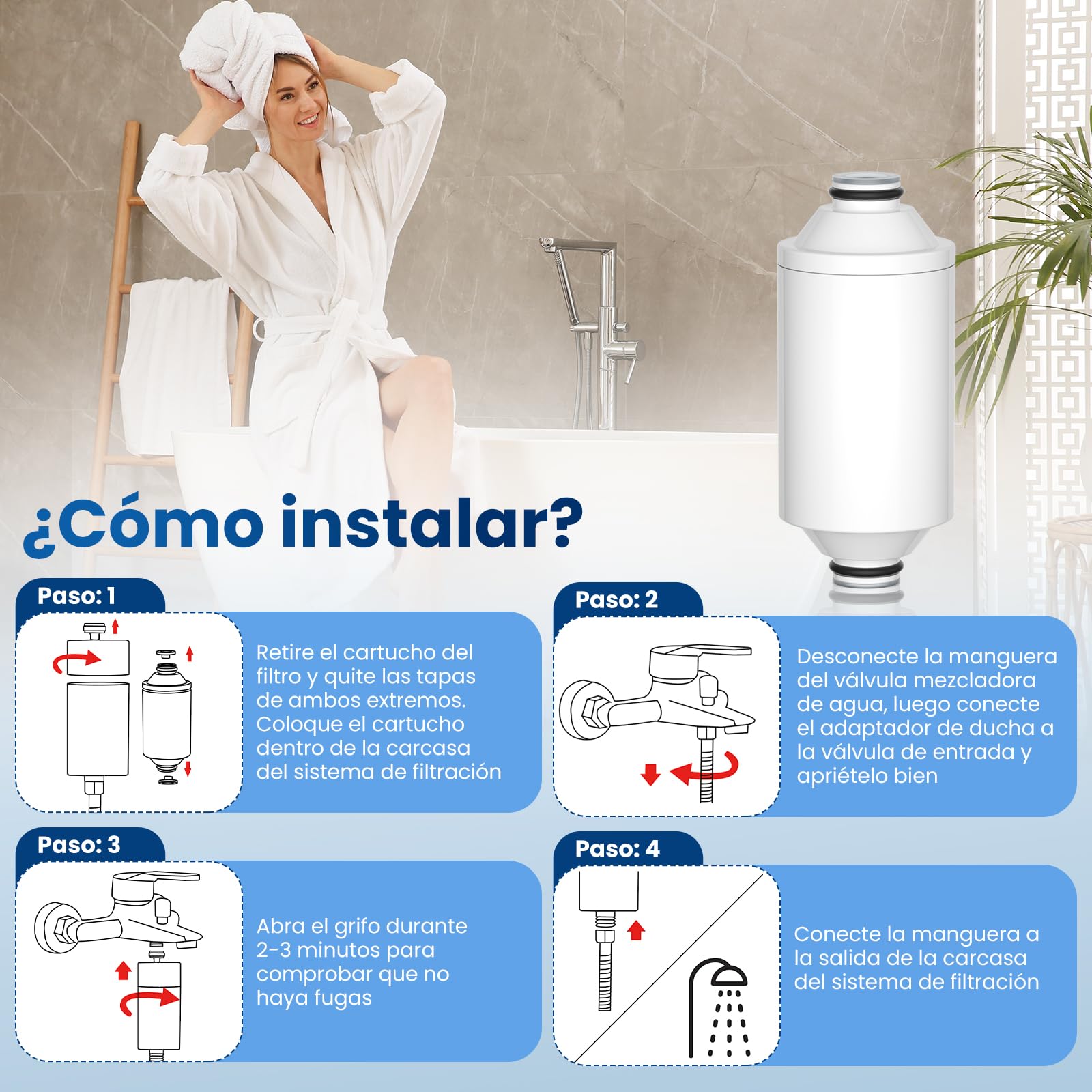 GOLDEN ICEPURE - Cartucho de filtro de ducha (2 unidades, acondicionador de agua de alta calidad compatible con los sistemas Philips AWP175 (AWP1775WH / AWP1775CH)