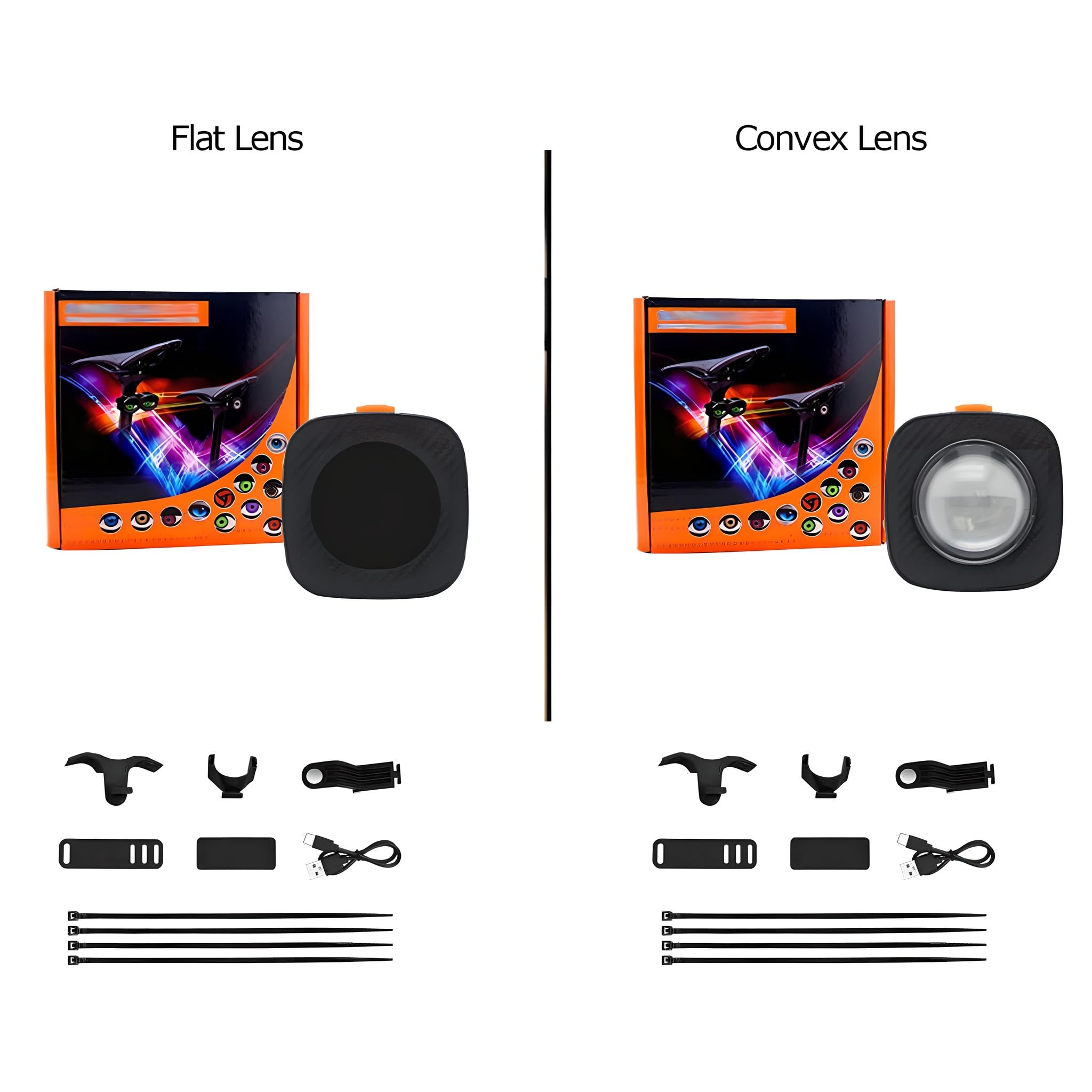 Fanale posteriore a LED ricaricabile tramite USB, programmabile, con design Smart Eyes, impermeabile, per biciclette, scooter, moto e auto