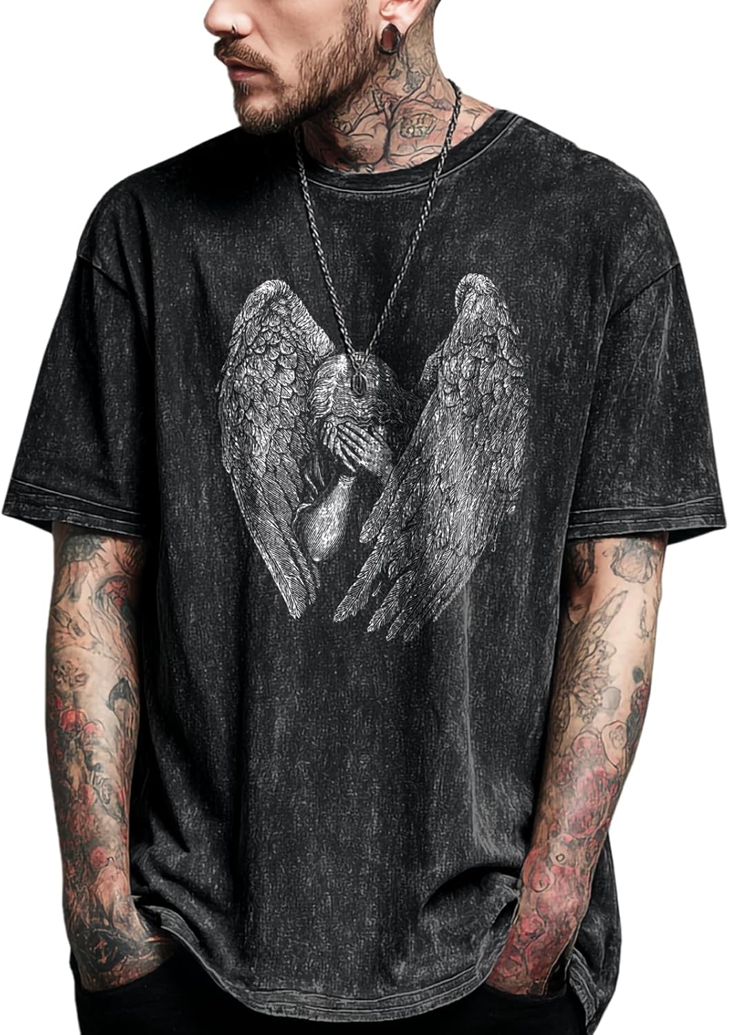 domirica Cool T Shirts for Men ​Quick Dry Big and Tall Plus Size Short Sleeve Crewneck Funny Graphic Cotton Undershirt