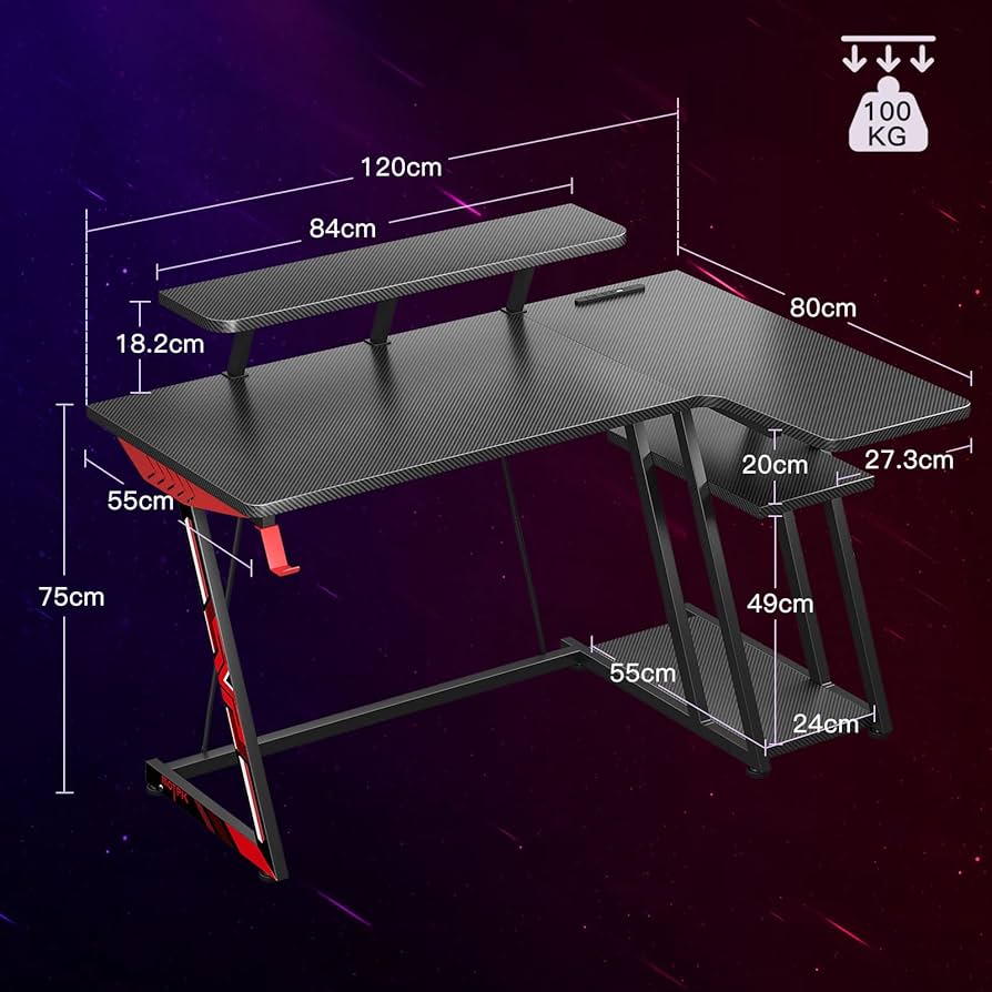 【M3004-176-127】 パソコンデスク l字　幅119cm ゲーミングデスク 127×110cm L字デスク パソコンデスク 机 PC