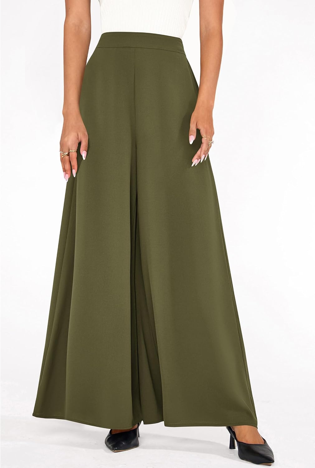 KIRUNDO Palazzo Pants for Women Dressy 2026 Spring Slacks Wide Leg High Waisted Business Casual Work Trousers with Pockets - Image 3