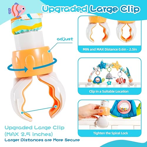 Miniatura 4 de Jollybaby Moisés musical, cochecito de bebé, juguete móvil para bebé de 0 a 6 a 12 meses, juguete colgante de arco con clip con música, juguete