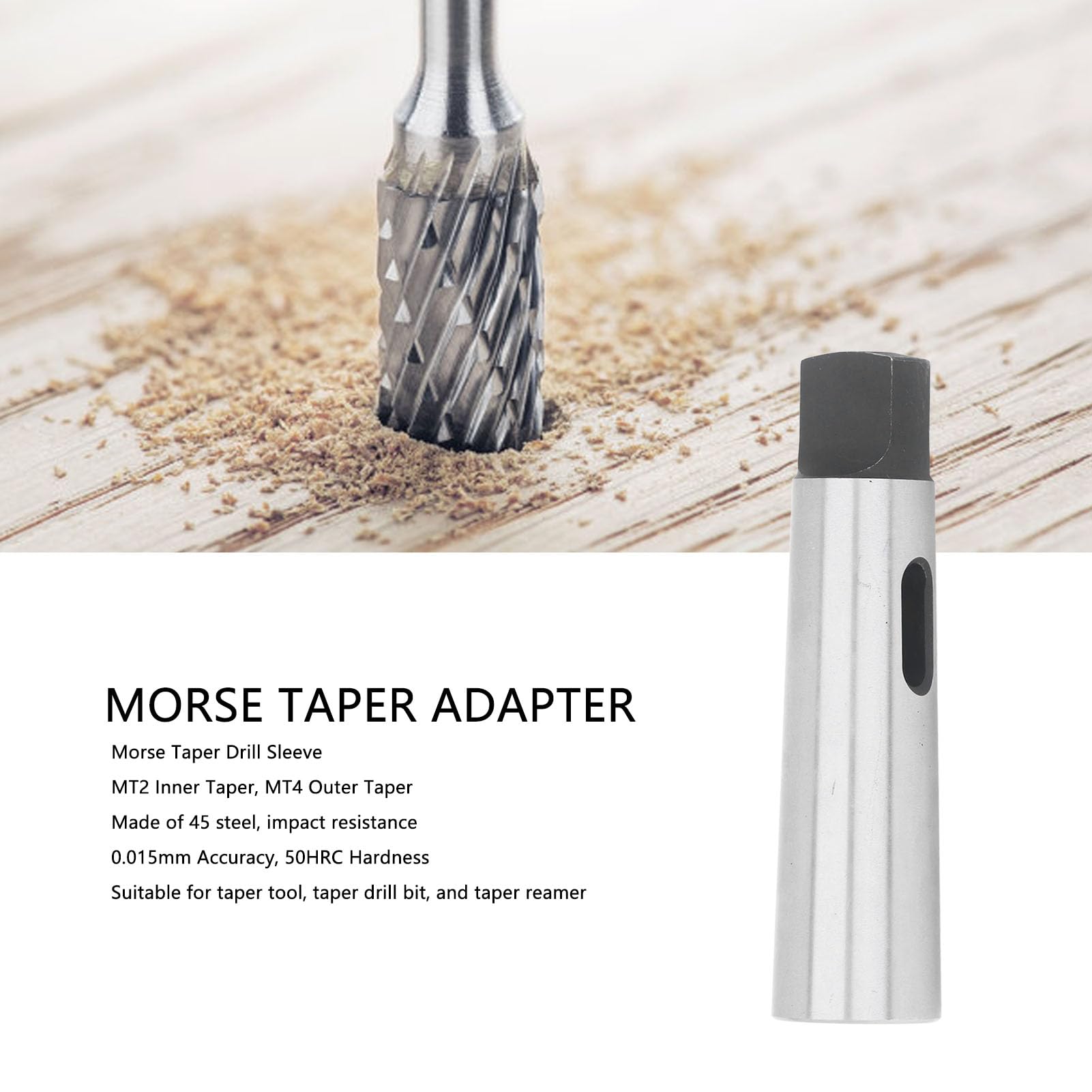 Morse Taper Adapter, Excellent Steel MT2 to MT4 Multifunctional Drill Sleeve for Turning and Milling Tools