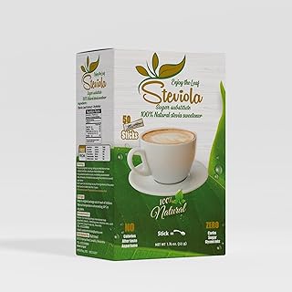 NO CAL Steviola Stevia Zero Calorie Sweetener, Plant Based Sugar Substitute Granulated Powder, Packets with - 50 Sachets