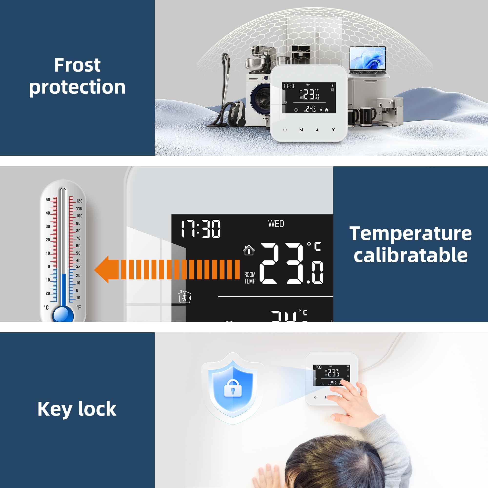 Programowalny termostat na baterie nadaje się do 2-przewodowych kotłów gazowych wyposażonych w system. kompatybilny z Google Assistant i Alexa. Sterowany przez TUYA lub Smart Life
