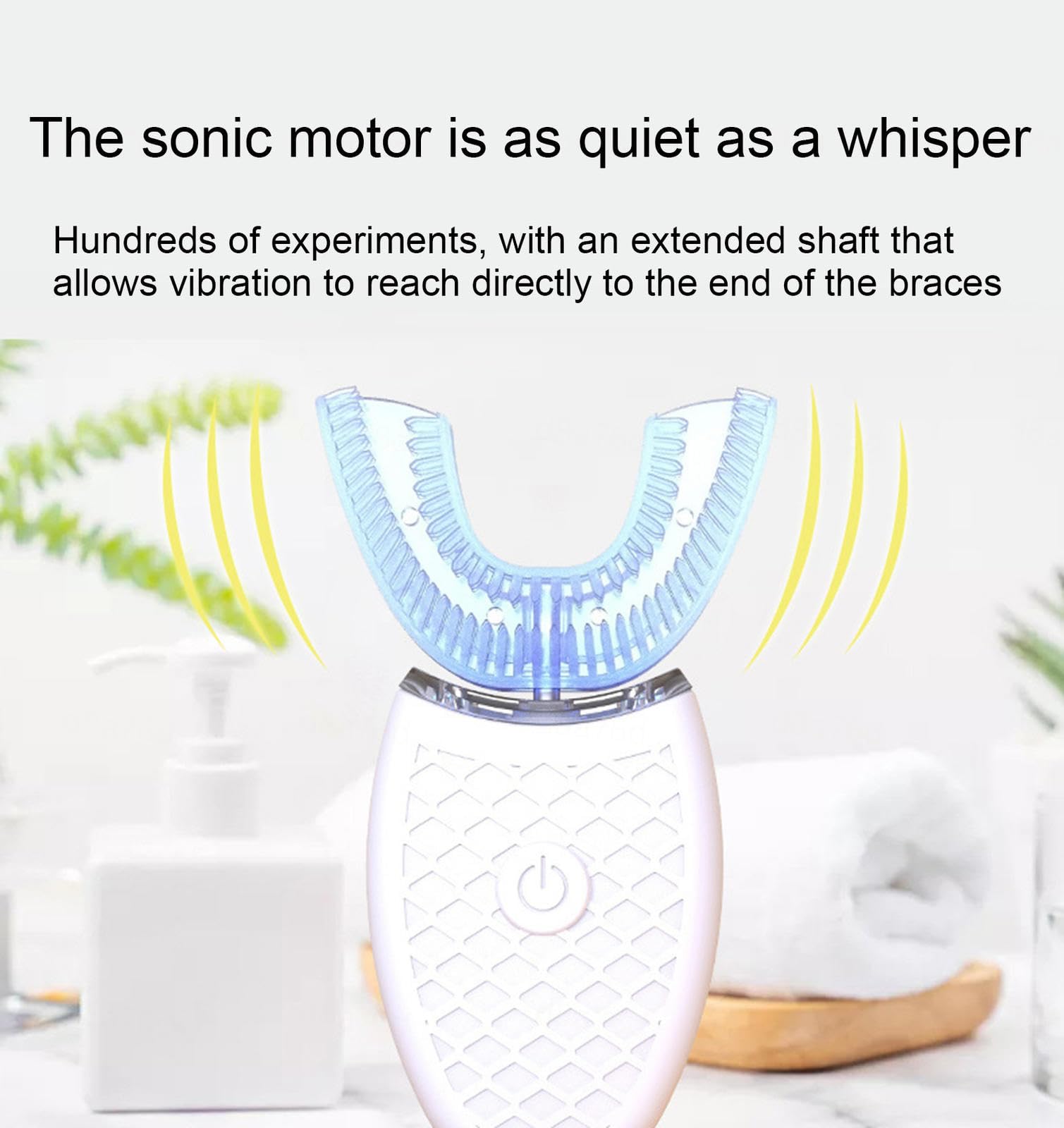VIDECOR Set Spazzolino Elettrico Sonico per Adulti, Spazzolino a Forma di U, Timer Intelligente Integrato, Sbiancamento dei Denti, Spazzolino a Mani Libere,Blue