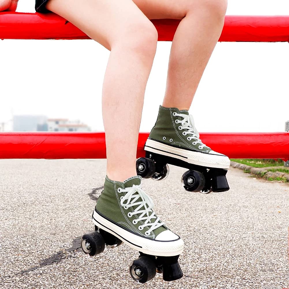 Patins roulettes Toile Quad Roller Skates pour Hommes Et Femmes Roller Quad Adulte Roller 4 Roues Enfant LED Patins à roulettes Artistiques Garçon Fille Retro Design