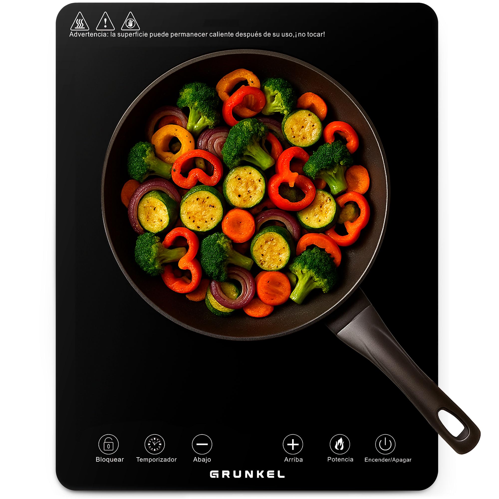 Grunkel IFR-2000 and 2000W Infrared Cooktop 8 Levels, 29 x 37 cm, Touch Control, Timer. Easy to clean with glass surface.