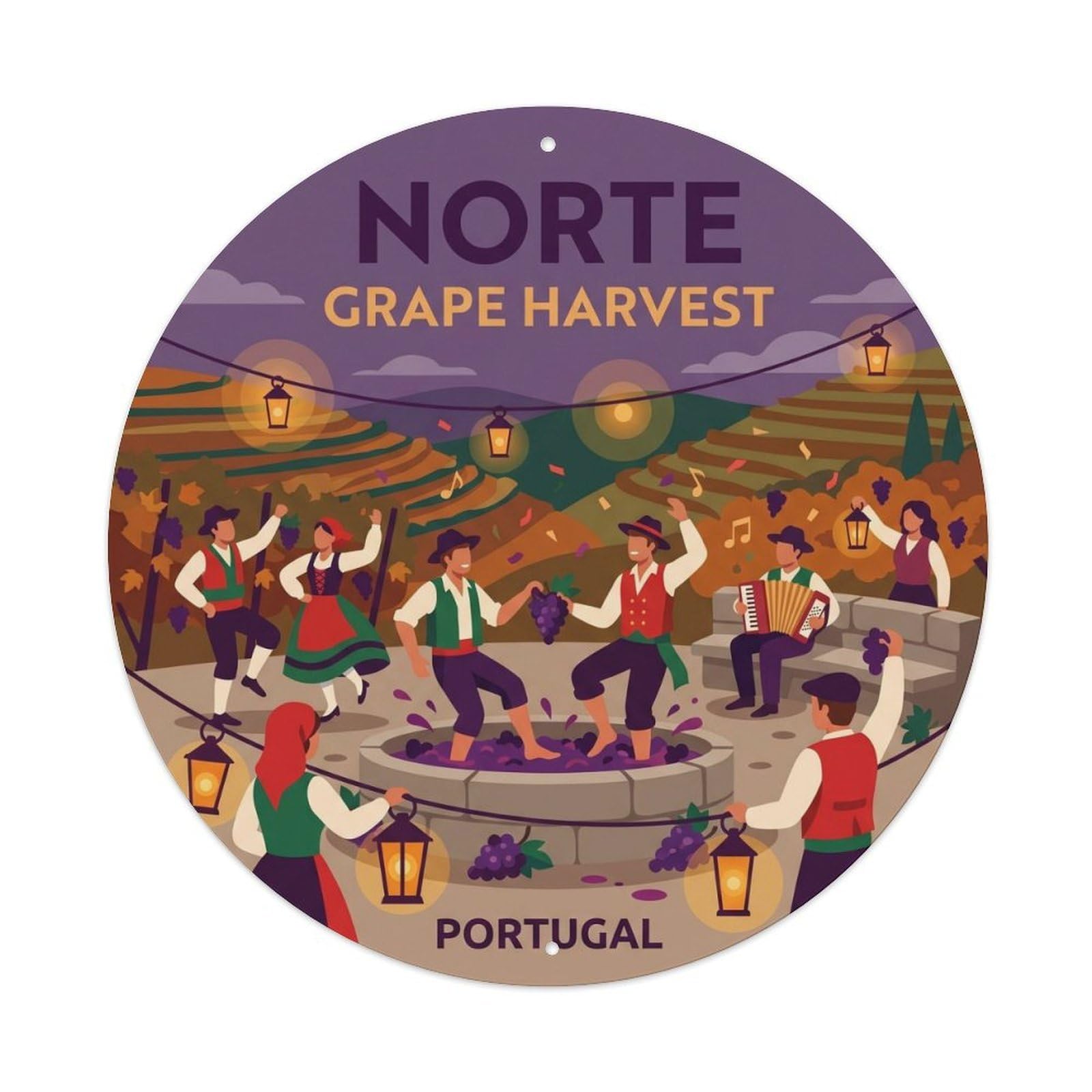 Olyhtr 8X8inch Classic Style Portugal Norte Douro Harvest Regional Cuisine Metal Tin Sign