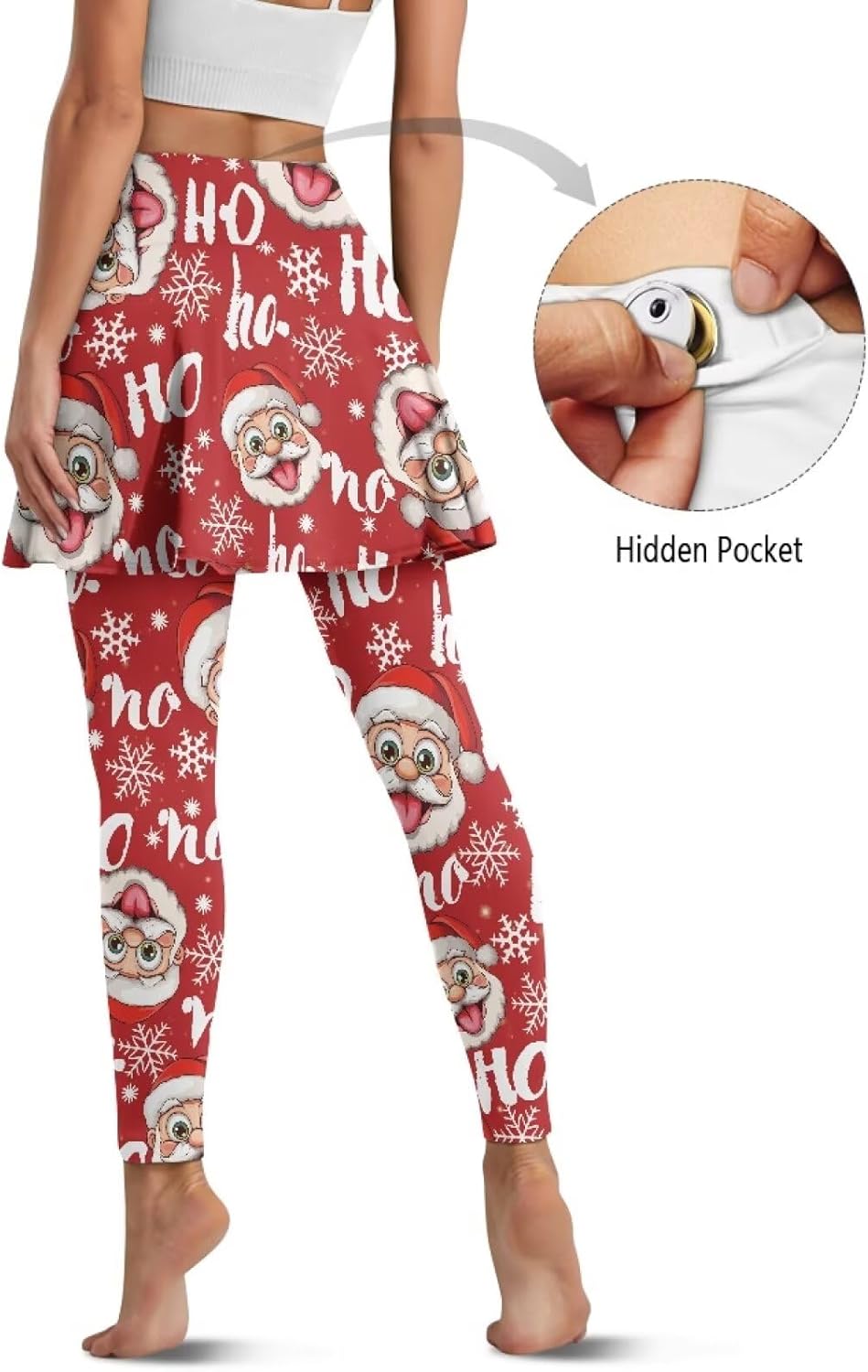 Womens Skirted Legging Printed Tennis Yoga Legging with Back Pockets Breathable Skirts Leggings Clothes XS-3XL