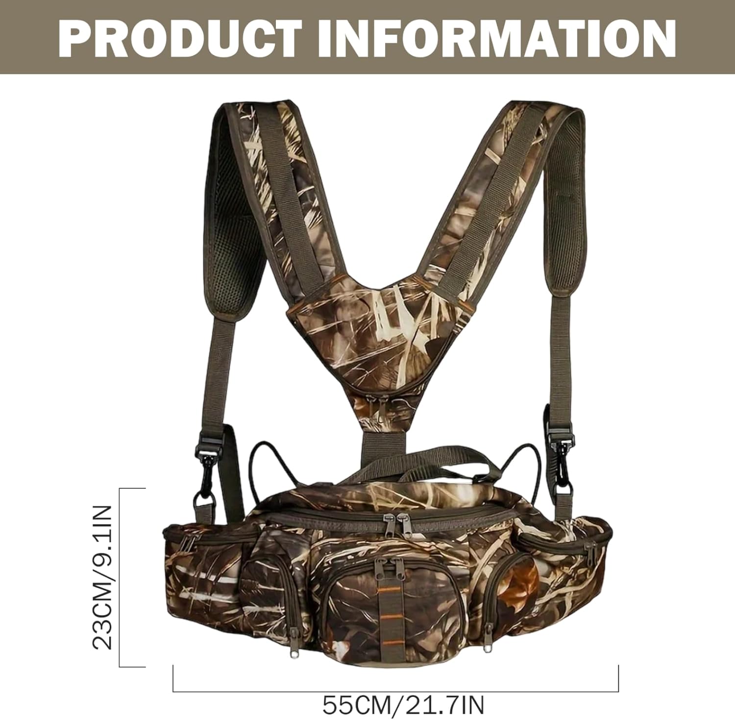 Hunting Fanny Pack for Men Removable Shoulder Strap Hunting Waist Pack with Multiple Pockets Hunter Backpack for Outdoor Activities