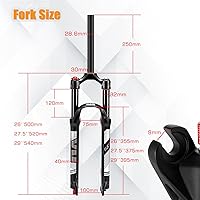 Vista 4 de BUCKLOS Horquilla MTB de Suspensión de Aire de 120mm para Viaje, 26/27.5/29, Ajuste de Rebote 1 1/8 Tubo Recto/Conico QR 9mm, Bloqueo Manual/Remoto