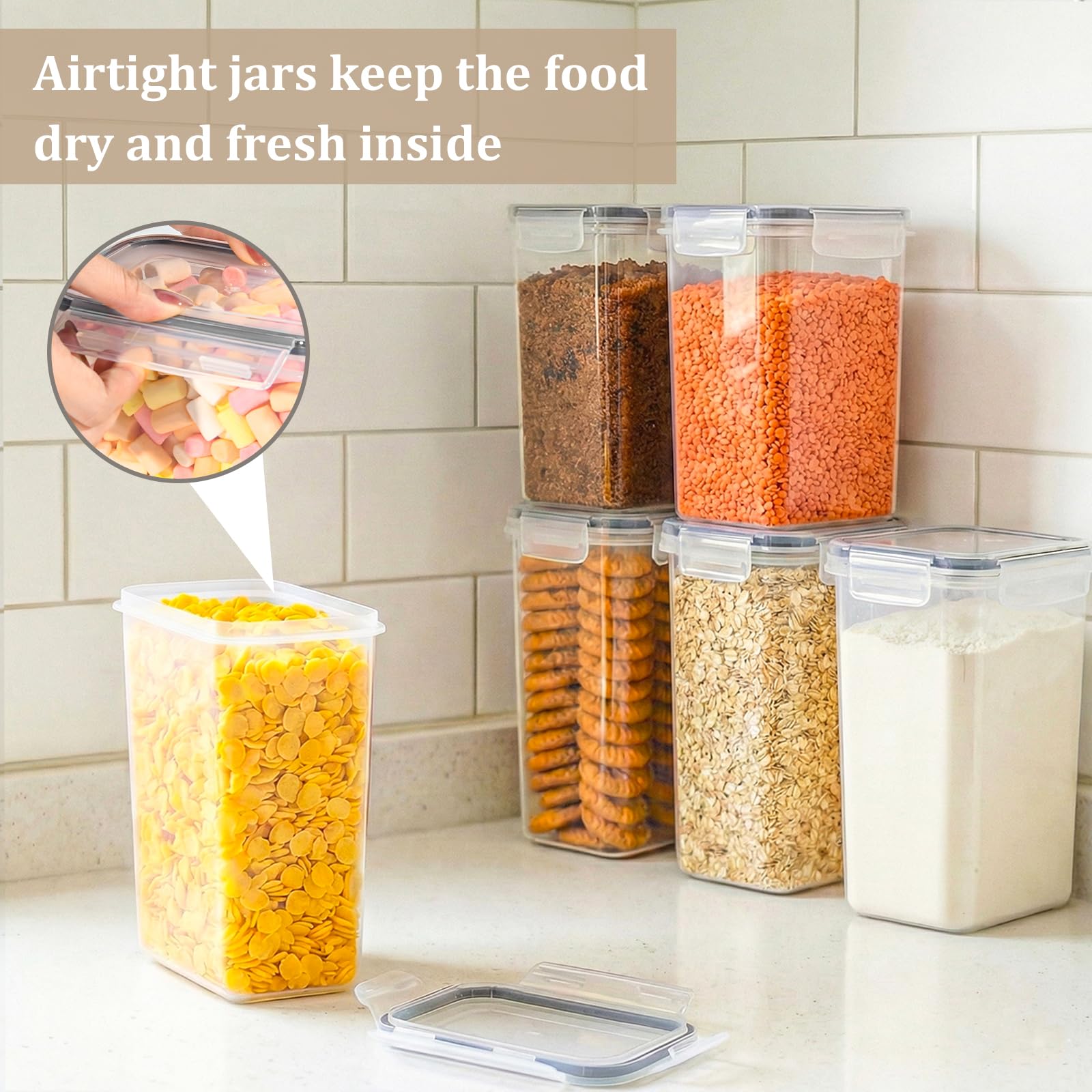 HAUSVIVO Grote opbergbox met deksel, set van 2 – 6L & 10L – Luchtdicht voorraaddoos voor meel, rijst, snacks & dierenvoer – Transparante keuken organizer box – BPA-vrij & mottenbestendig HAUSVIVO