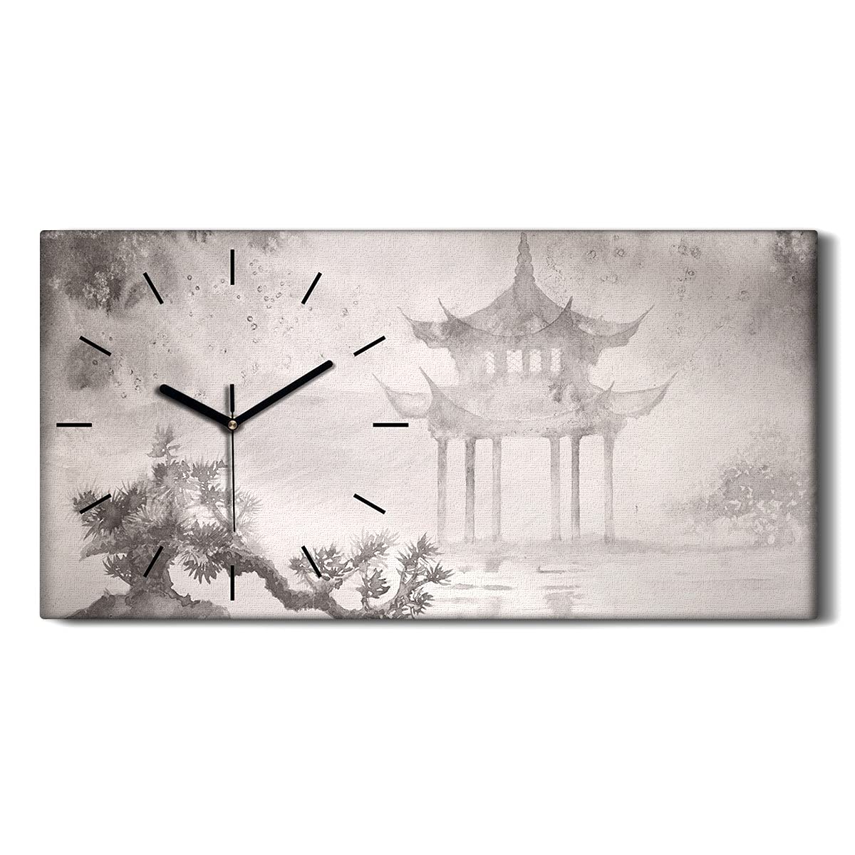 Horloge sur Toile Peinture Japonaise pour Décoration Salon et Chambre Zen