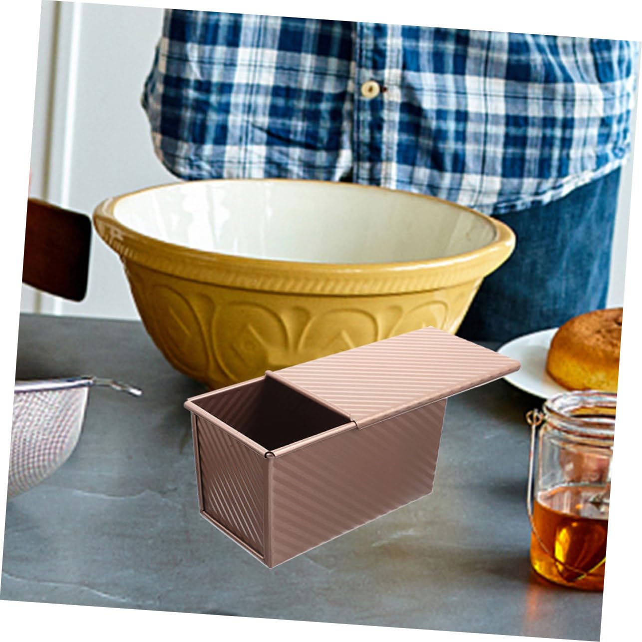 Molde con Rectangular para Pan Carbono Hornear al Acero Tapa