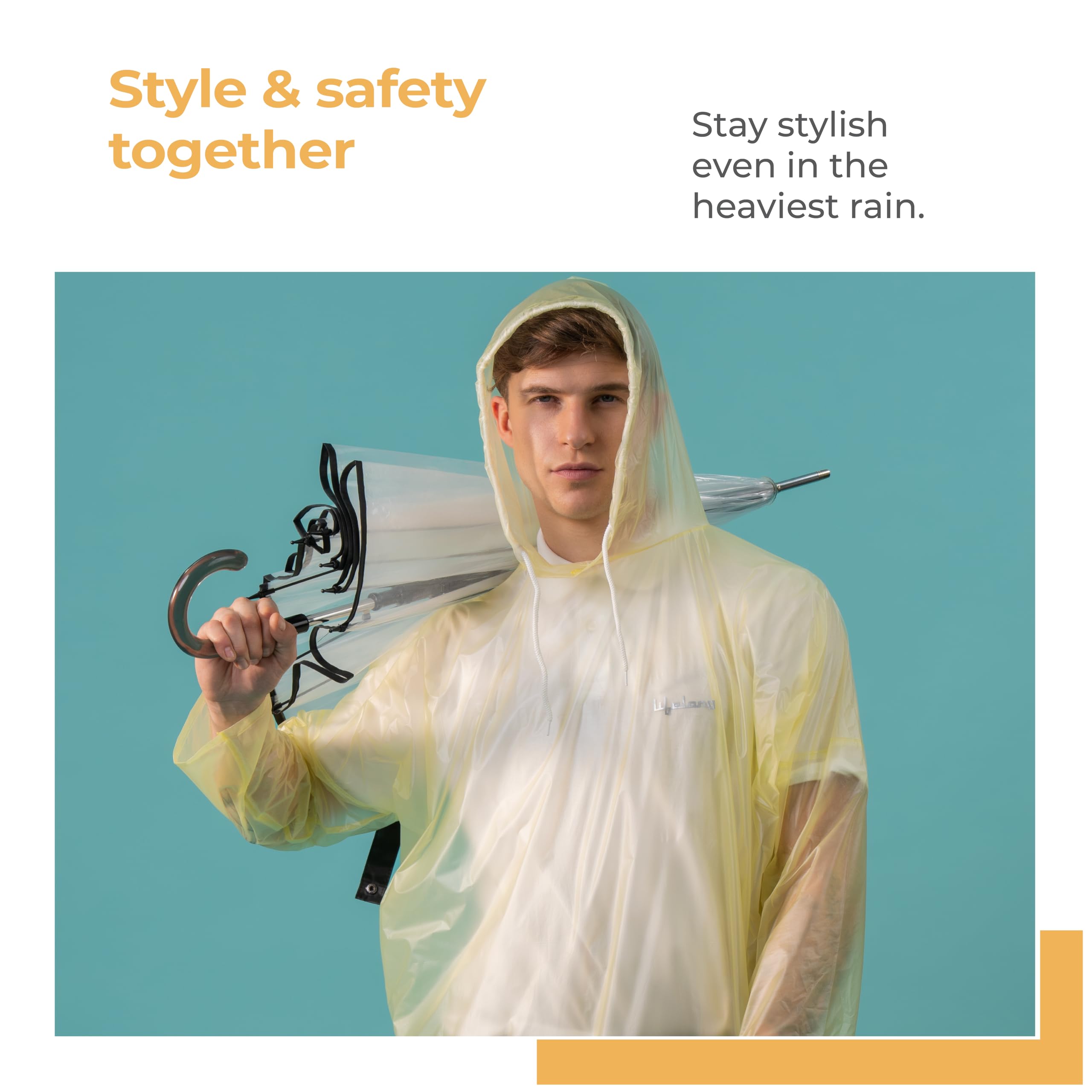 Lifelong Waterproof Unisex Raincoat | Hooded Full Sleeves Outdoor Poncho for Men, Women, Boys & Girls | Durable PVC Rainwear for Camping, Hiking, Travelling | Adjustable Drawstring | Yellow (1 Pc) - Image 7 thumbnail
