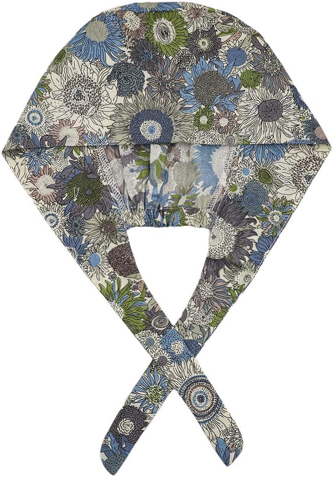 Hotme Women's and Men's Cap Working Hat with Button Sweatband Adjustable Tie Back Hats One Size Multiple Color One Size B-sunflower#1