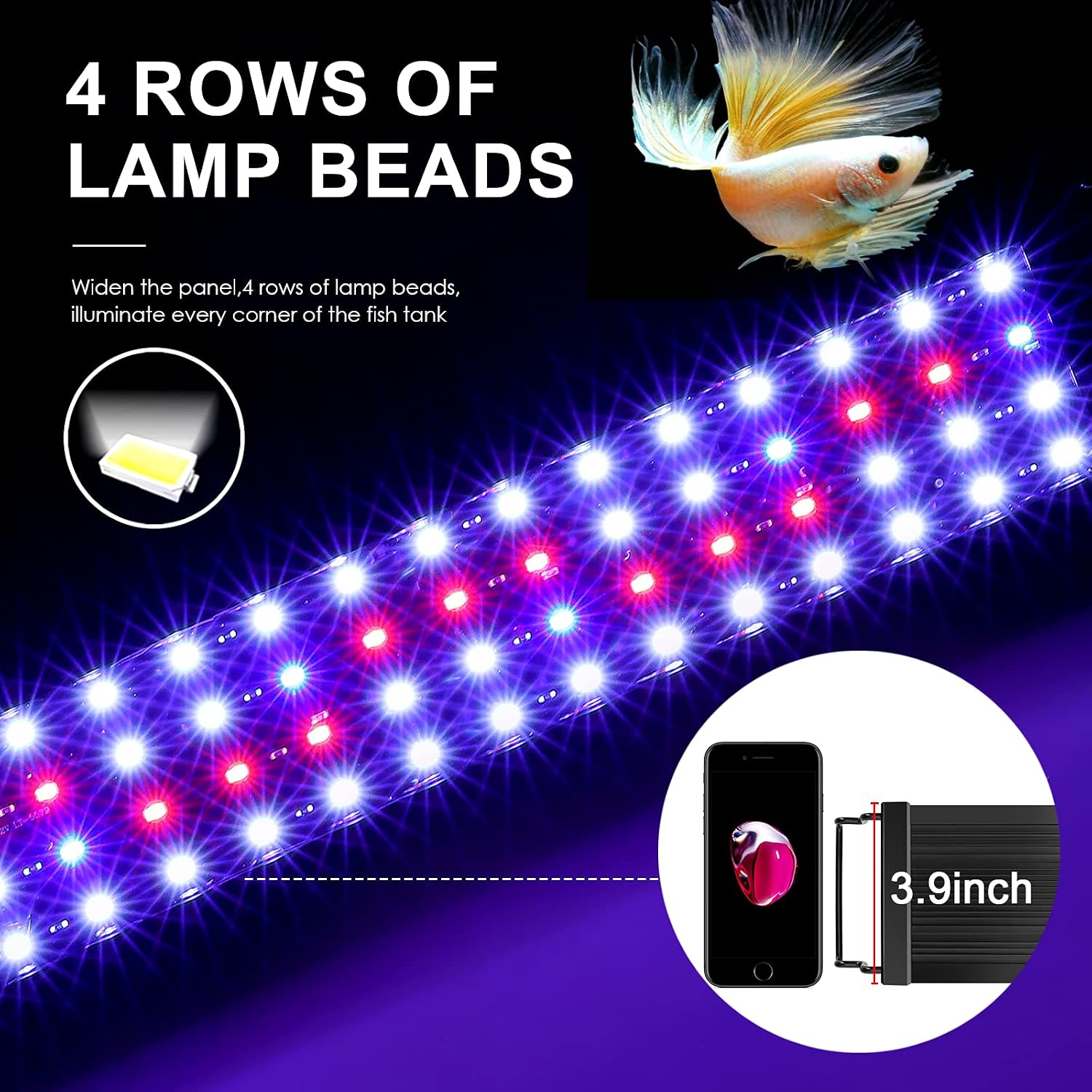 AQQA Aquarium Lights,Fish Tank LED Light with Extendable Brackets,Waterproof Full Spectrum Blue Red White LEDs with External Timer Controller for Freshwater Planted 22W (24"-32")