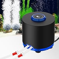 AQQA 3W Quiet Aquarium Air Pump with Stainless Steel Dual Outlets - Powerful Adjustable Aerator for Fish Tanks Up to 80 Gallons