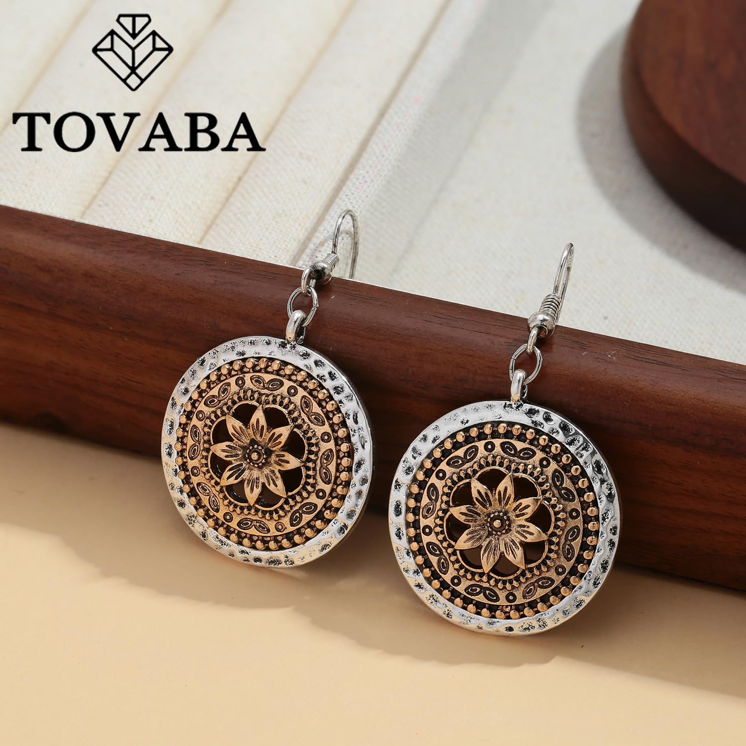 Two Tone Geometric Dangle Earrings for Women Gold and Silver Trendy Drop Earrings Hypoallergenic Lightweight Dangle Earrings - Image 8
