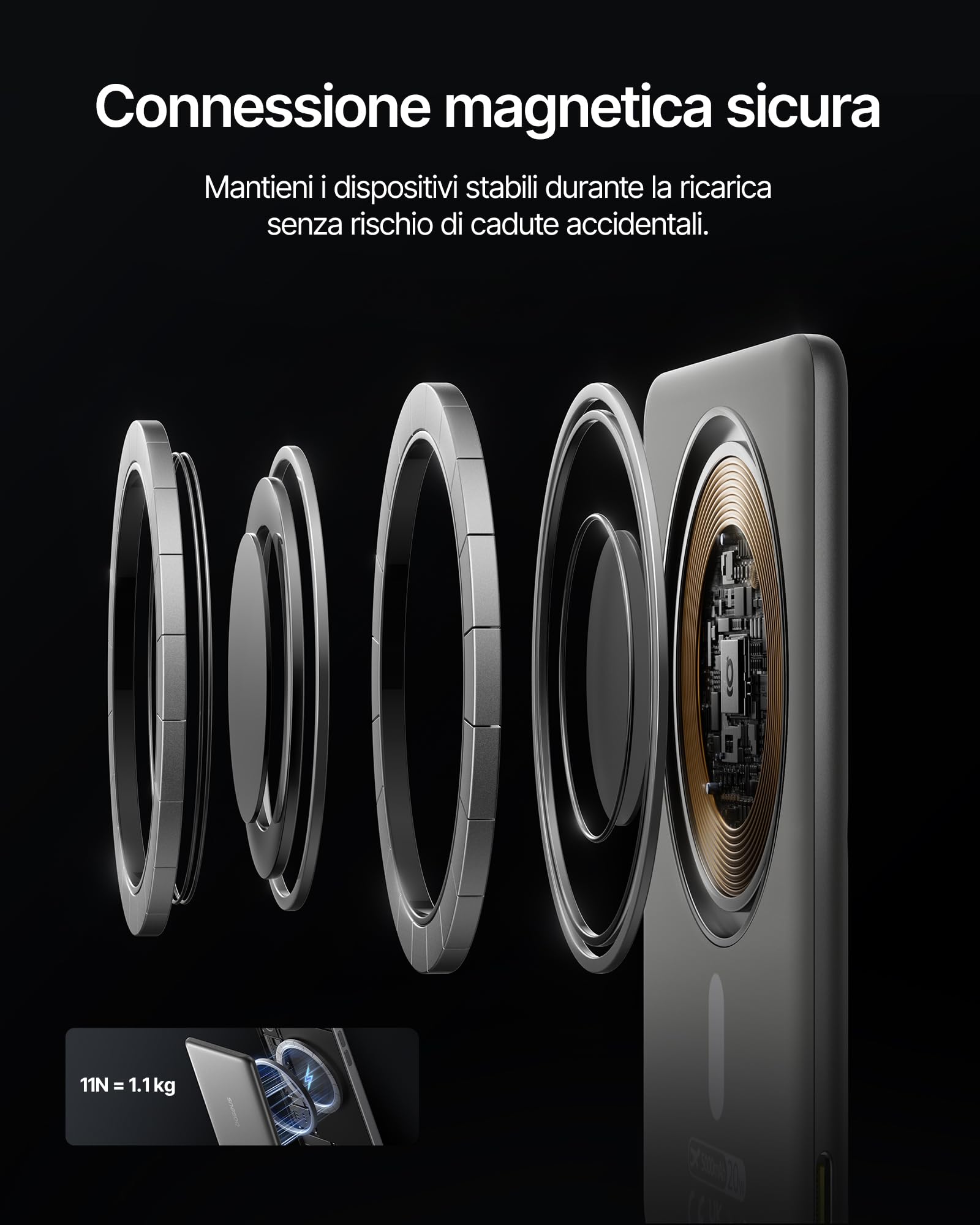 Baseus Picogo AM31 Power Bank MagSafe 5000mAh, 20W Batteria Magnetica Ultra Sottile, Ricarica Rapida, Batteria Esterna Wireless con cavo USB-C per iPhone 17/16/15/14/13/12, Titanium