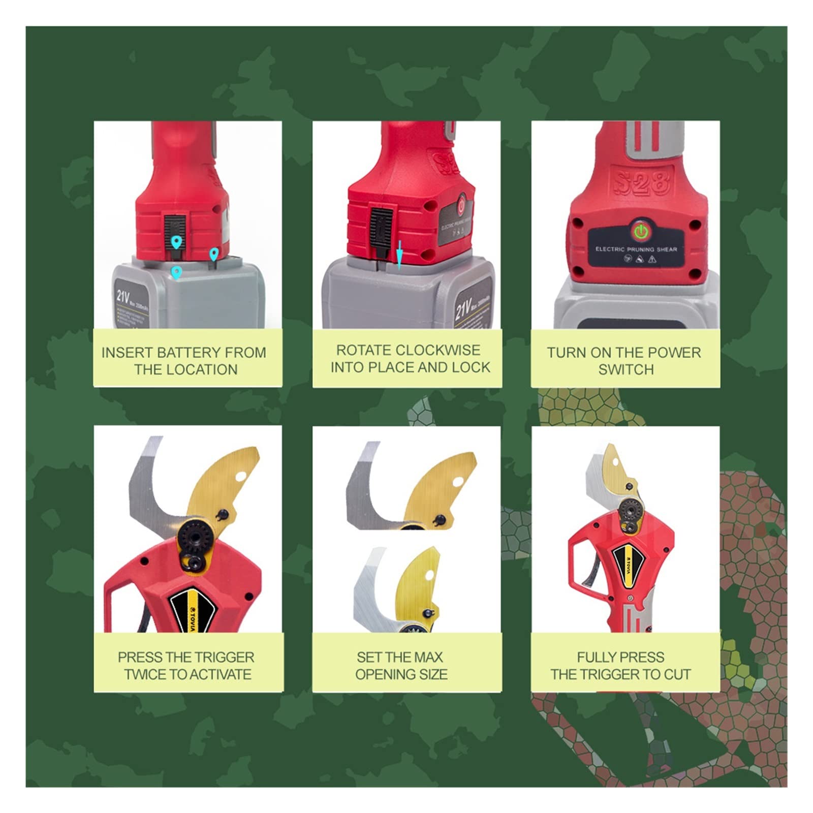 Sekatory Elektryczne Elektryczne nożyce do przycinania 400W bezszczotkowy akumulatorowy sekator zasilany litowo drzewo owocowe przycinanie Bonsai z 2 bateriami(Shears pole(Box))