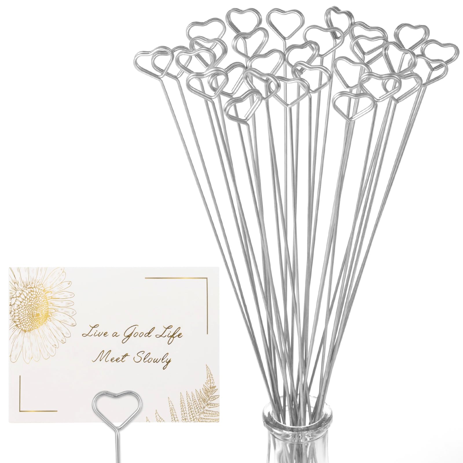 Avsty 30Pcs Floral Card Holder Picks-Wire Place Card Holder for Wedding