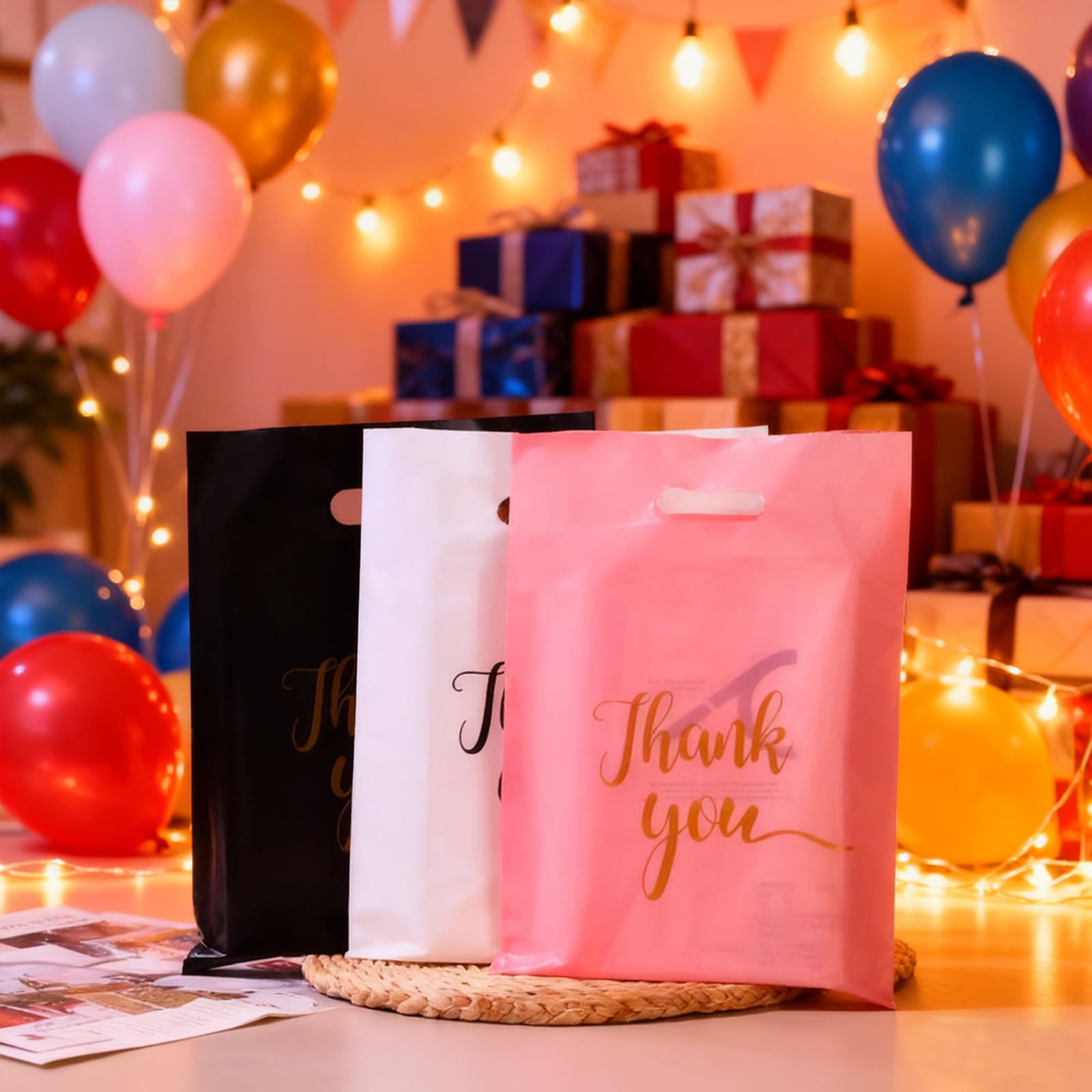 100 szt. Torba na artykuły z podziękowaniami, 5 kolorów, impreza, cukierki, ciasteczka, na urodziny, baby shower, ślub, Boże Narodzenie i emeryturę (15 x 20 cm) (3 kolory)