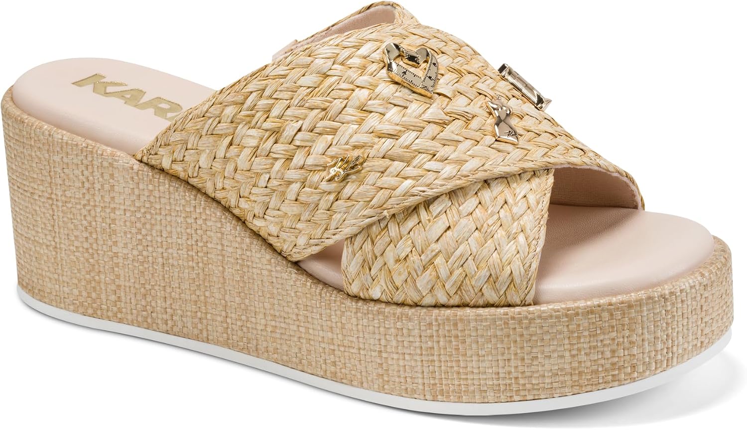 KARL LAGERFELD womens Caleigh Atelier Wedge Sandal With Pins