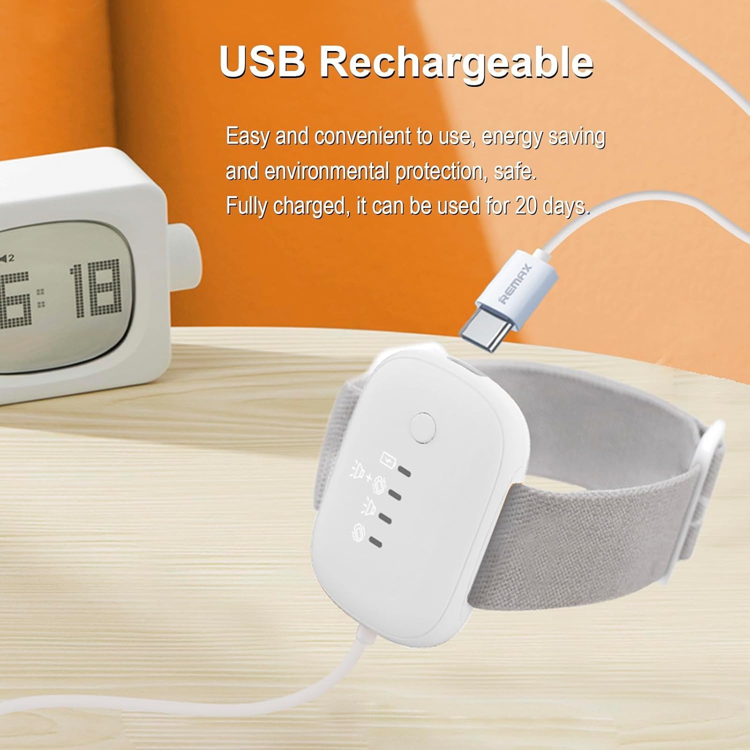 Bettnässer Alarm für Jungen und Mädchen, USB wiederaufladbar, Töpfchenalarm mit Geräuschen und Vibration, Bettnässensensor für Kinder,White