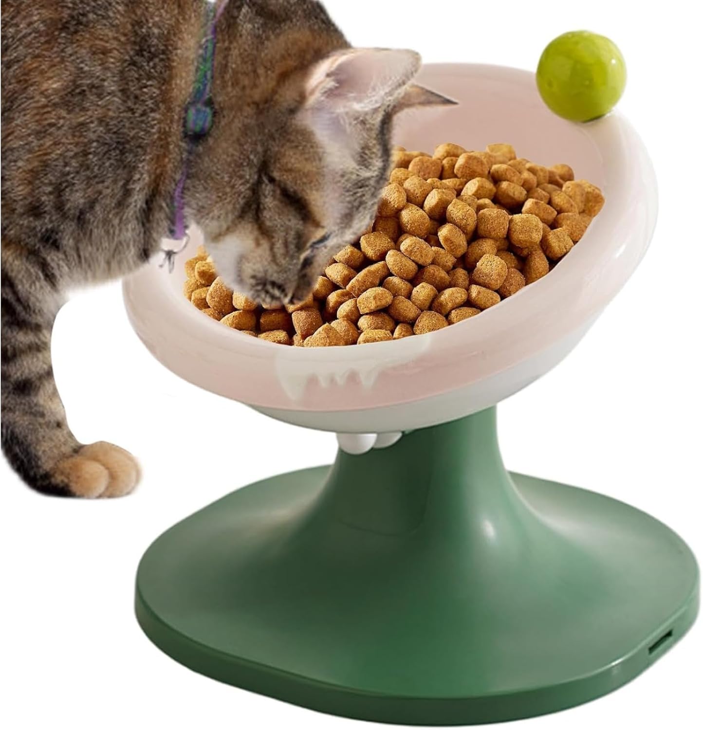 Diggly 高さ調整可能キャットボウル | エルゴノミック セラミック 猫用 ボウル,可愛い 高台スタンド付き 傾斜デザイン おや