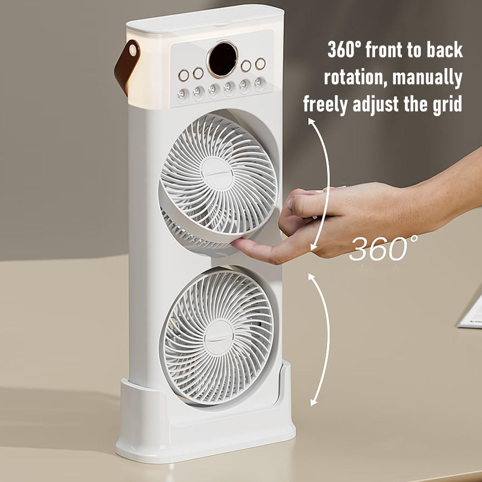 Asixxsix Ventilatore Nebulizzante, Umidificatore con Ventola di Raffreddamento con Rotazione a 360 Gradi con 6 Ugelli Spray e Telecomando, sistemas di Raffreddamento a Doppia Ventola