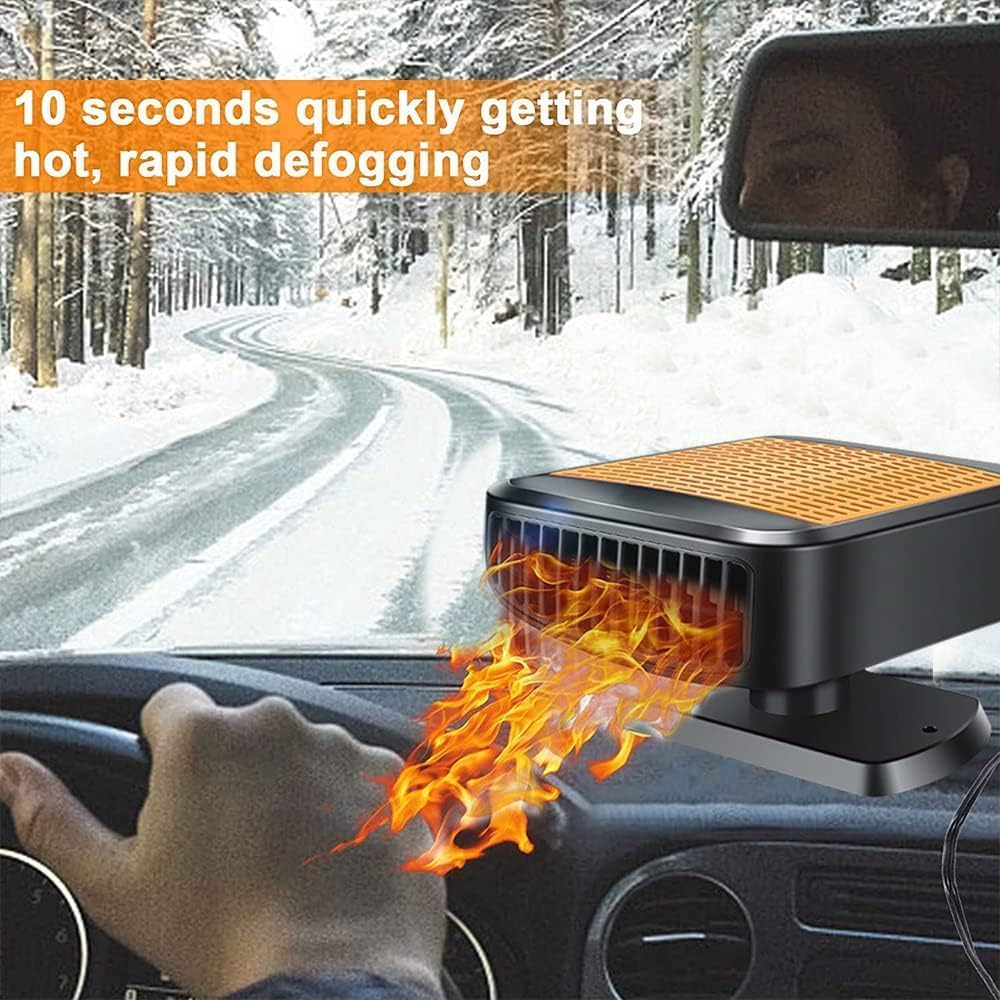 Car Heater, 12V 200W Portable Car Defroster Windshield Heater, 2 in 1 Heating & Cooling Fast Heating Defrost Defogger with Cigarette Lighter Plug for Vehicle, Car, RV, SUV